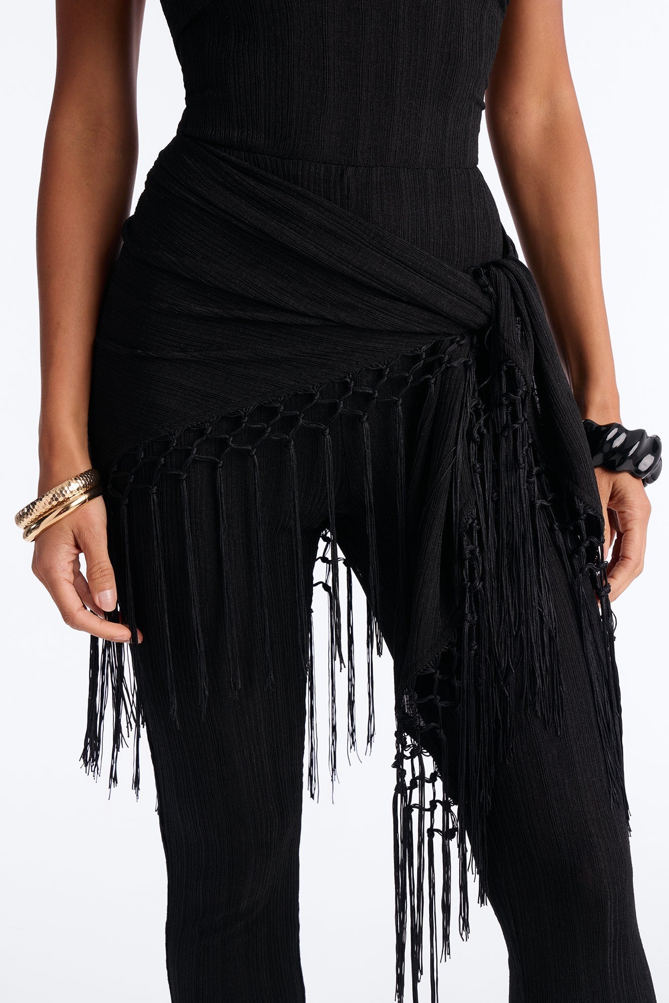 Emme Waist Tie Capri Catsuit - Black NEWFASHIONEDGE