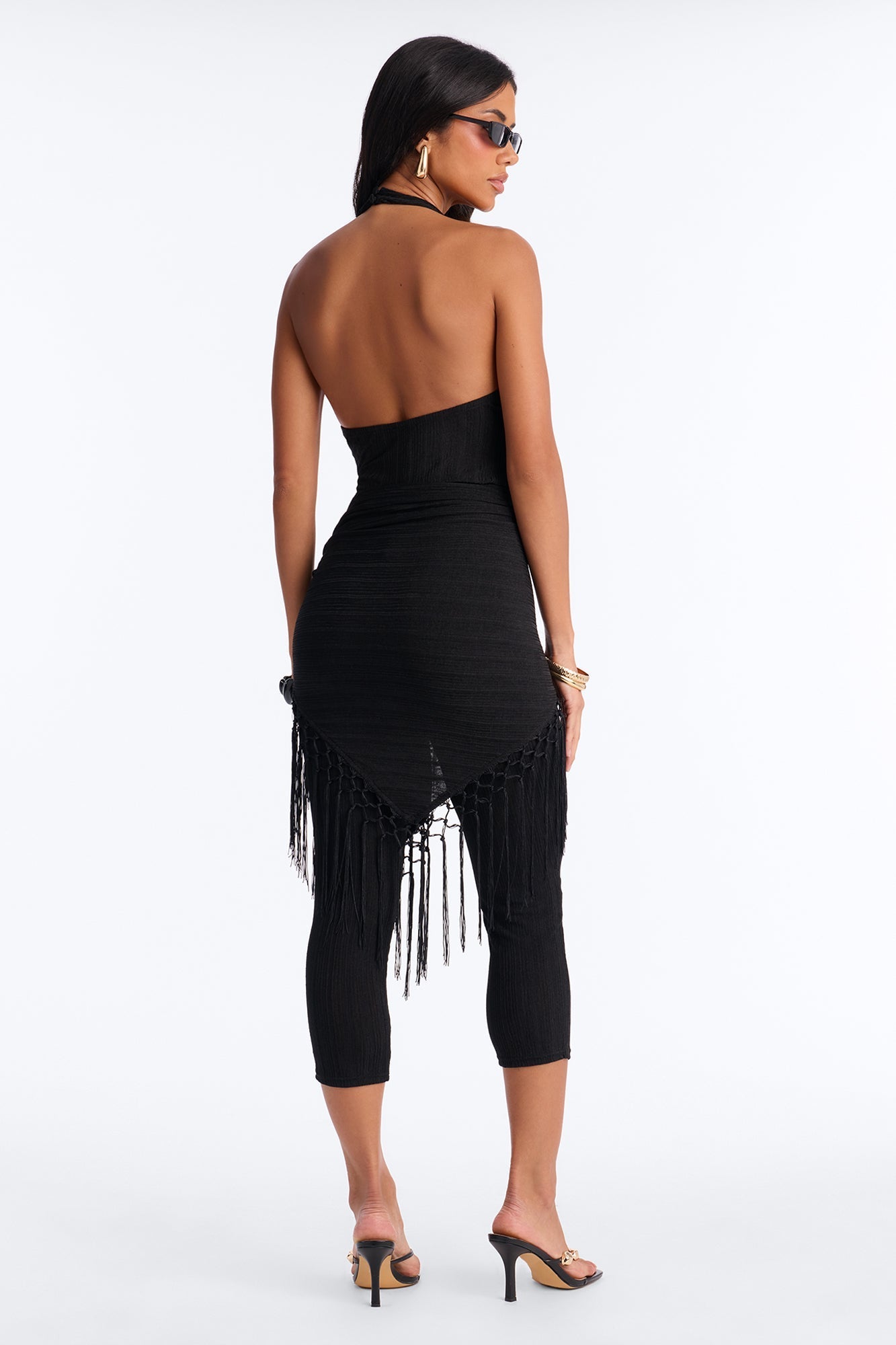 Emme Waist Tie Capri Catsuit - Black NEWFASHIONEDGE