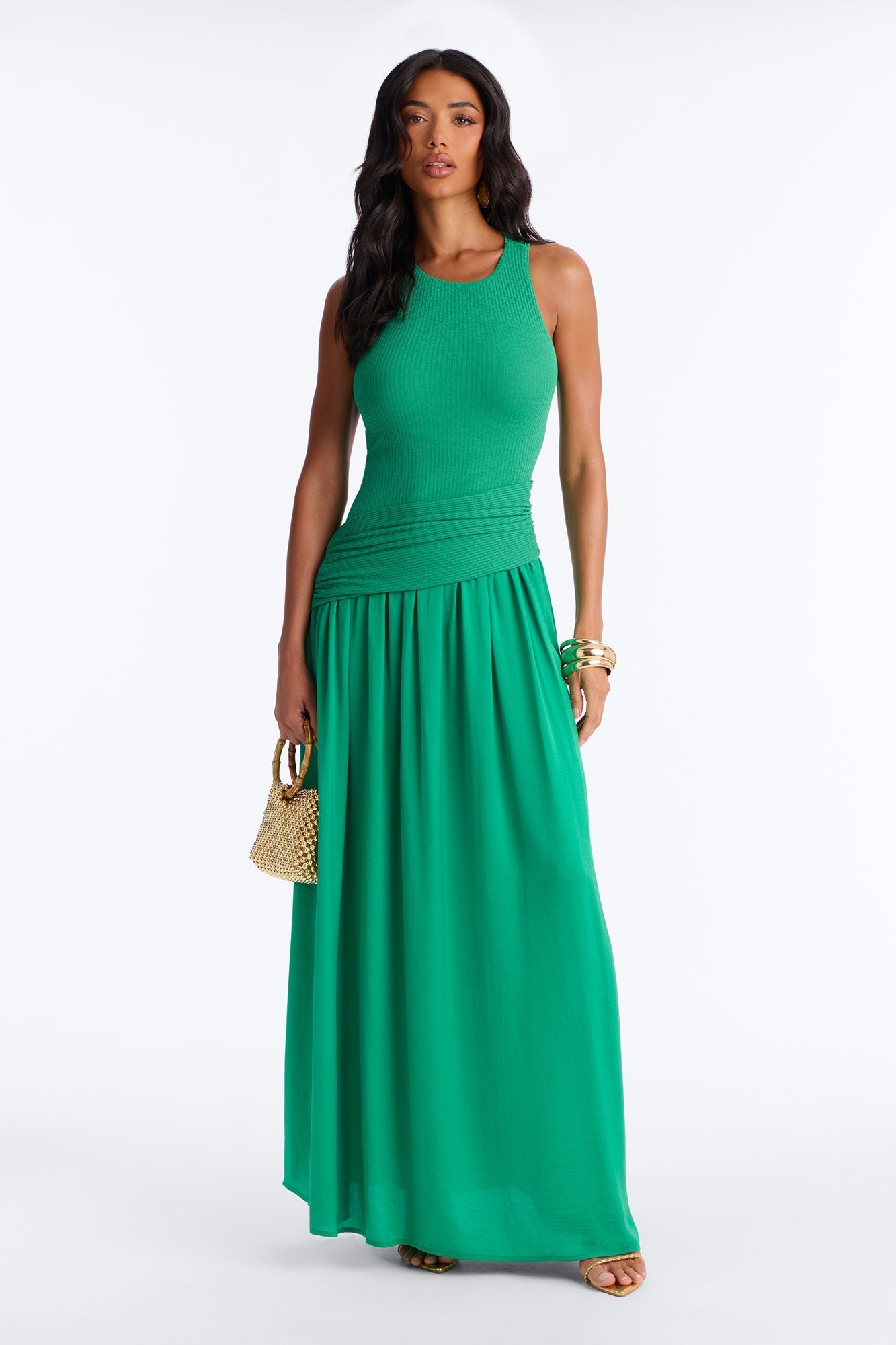 Soho Sleeveless Ribbed Maxi Dress - Kelly Green NEWFASHIONEDGE