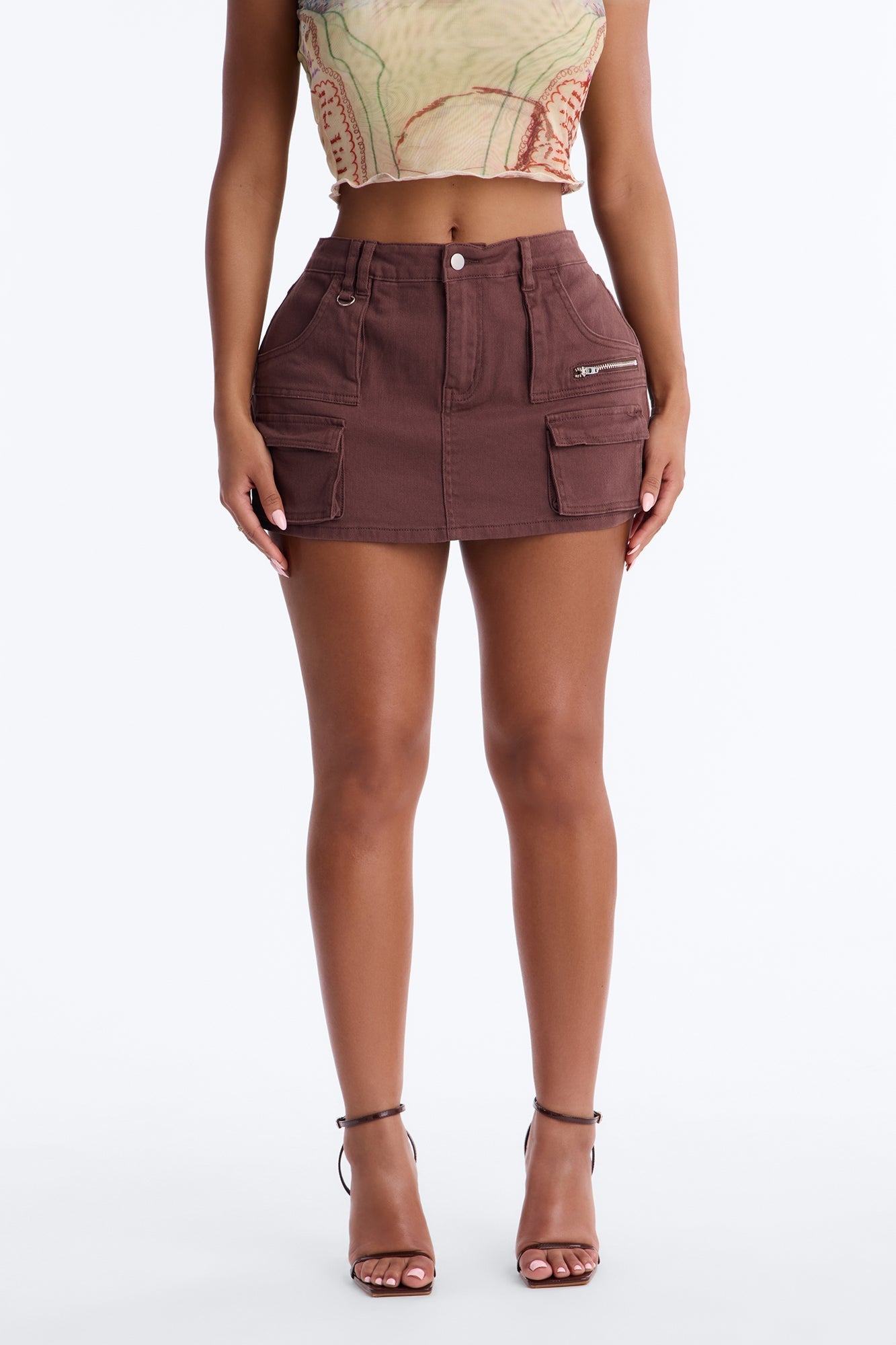 Feel The Pressure Cargo Mini Skort - Brown NEWFASHIONEDGE