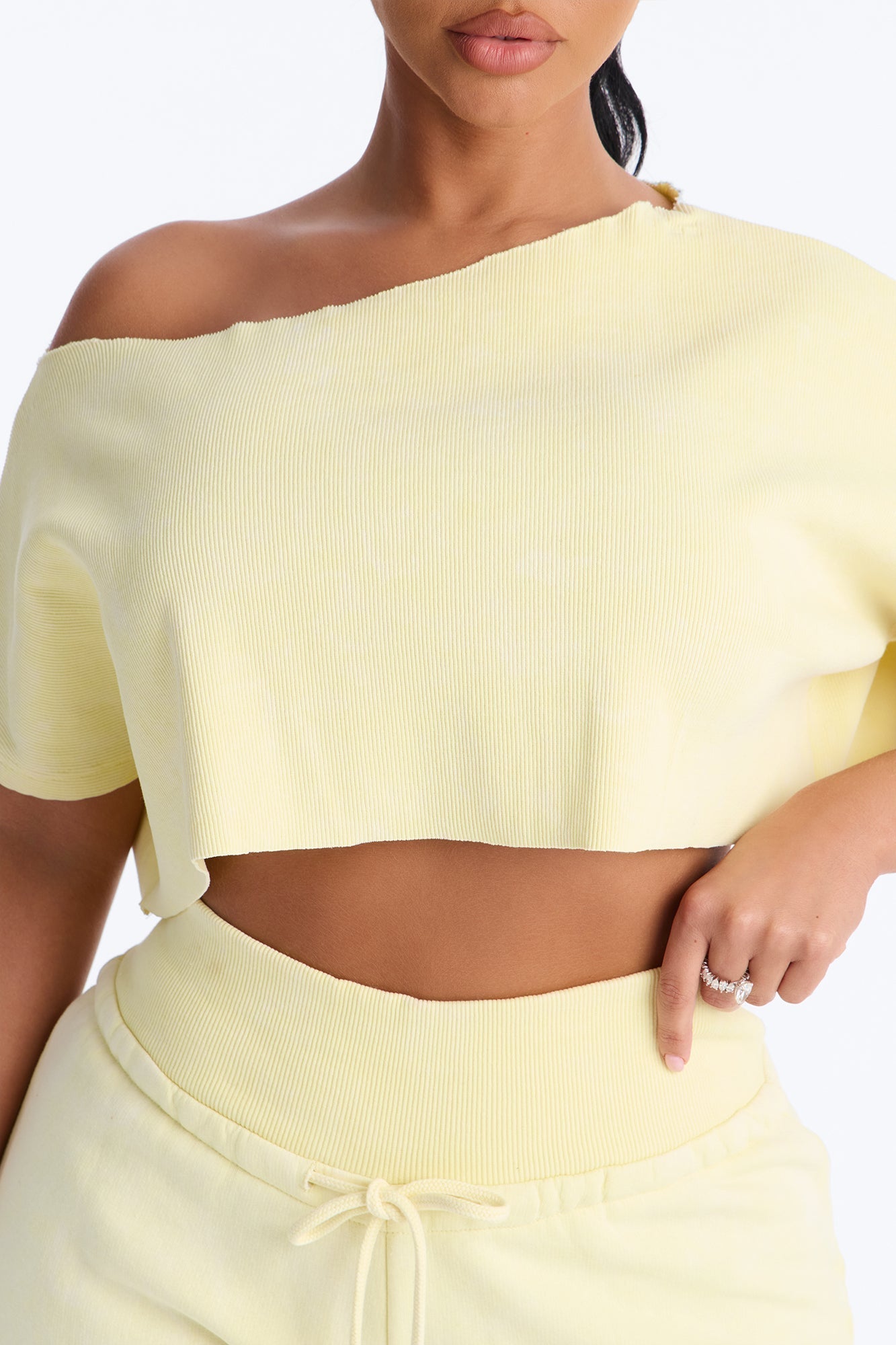 Mila Off Shoulder Top And Sweatpant Set - Yellow