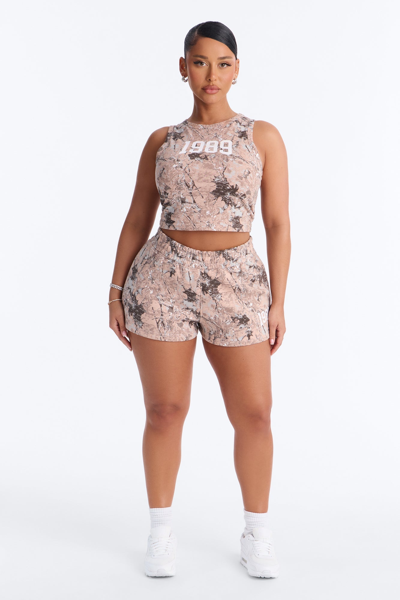 1989' Camo Fleece Short Set - Taupe/combo Fashion Nova