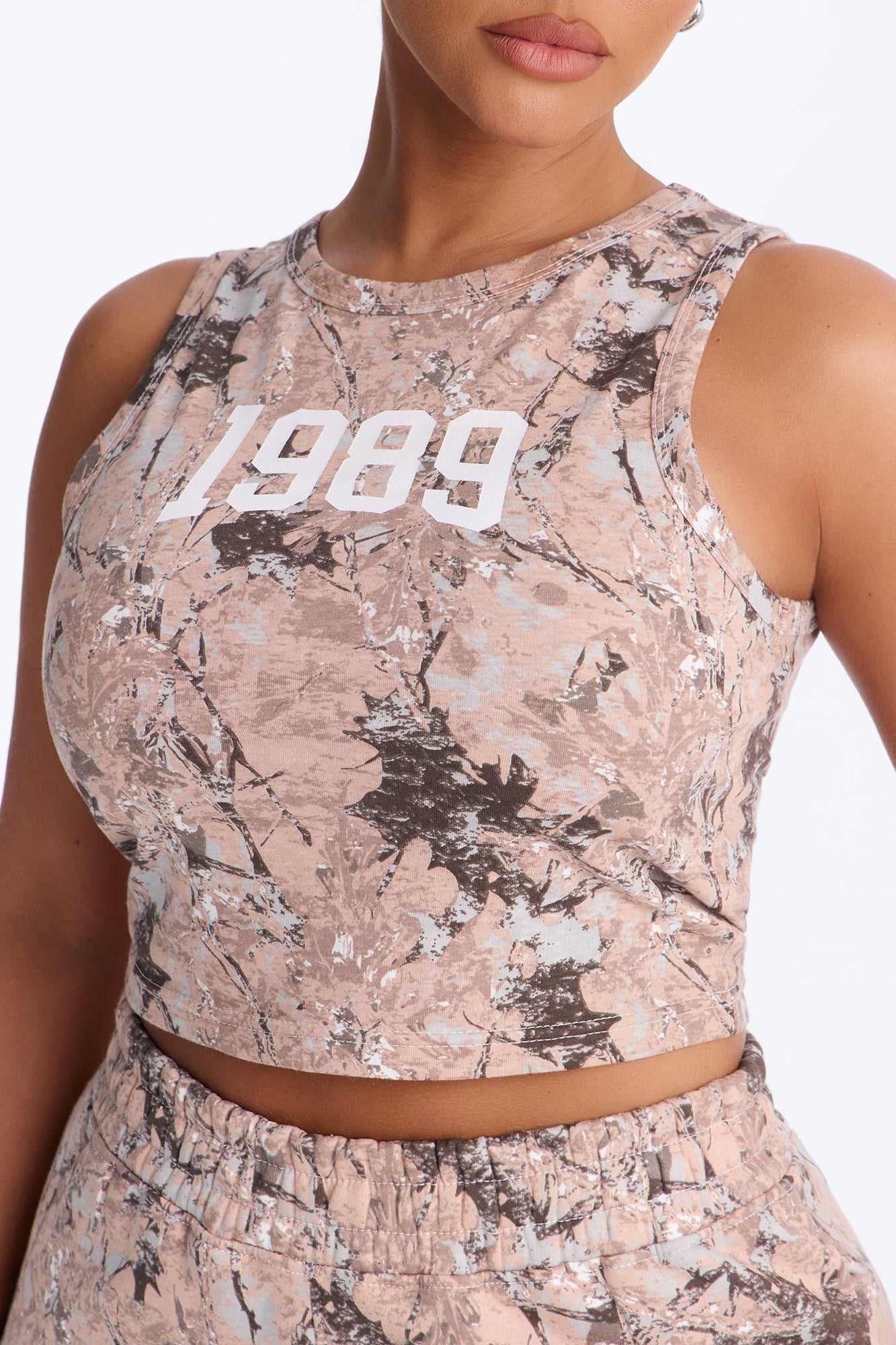 1989' Camo Fleece Short Set - Taupe/combo Fashion Nova