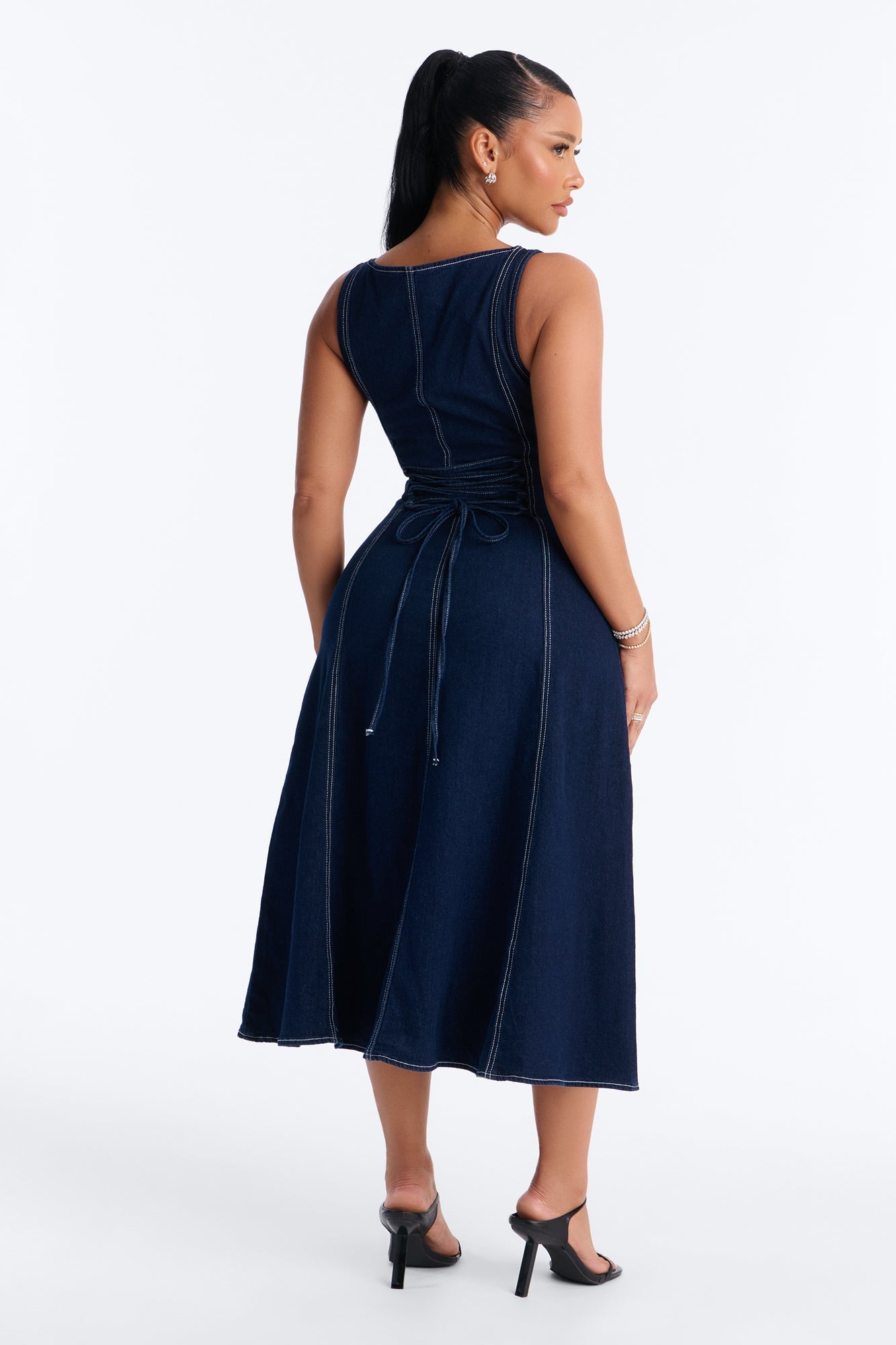 Maelyn Denim Midi Dress - Dark Wash NEWFASHIONEDGE