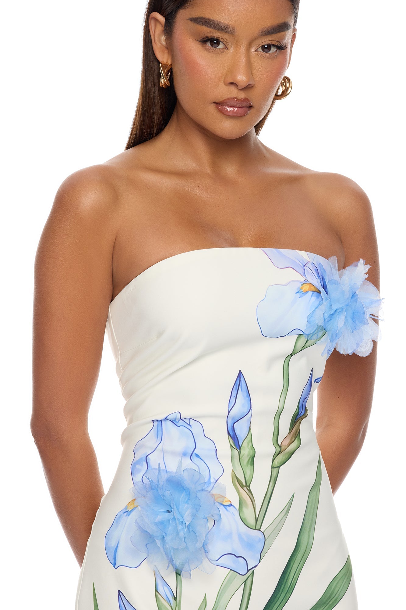Floral Fantasy 3D Floral Mini Dress - Blue/combo NEWFASHIONEDGE