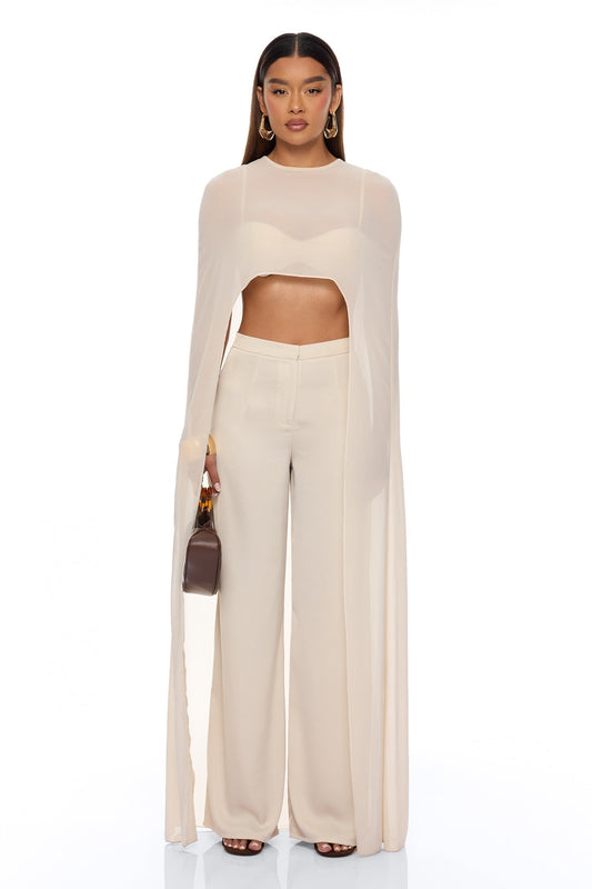 Alessandra Draped Pant Set - Natural NEWFASHIONEDGE