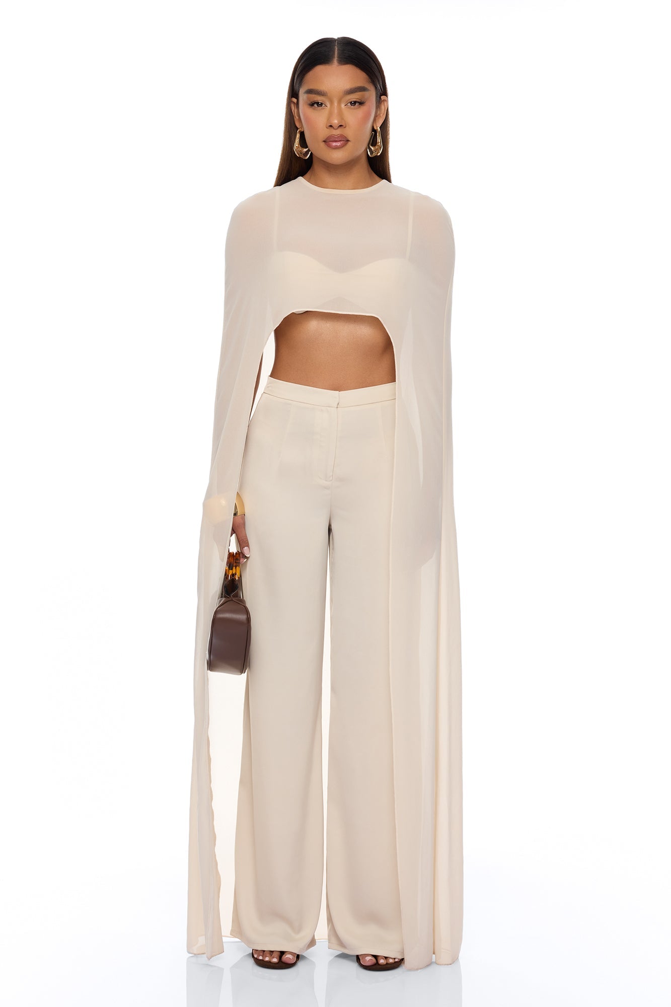 Alessandra Draped Pant Set - Natural