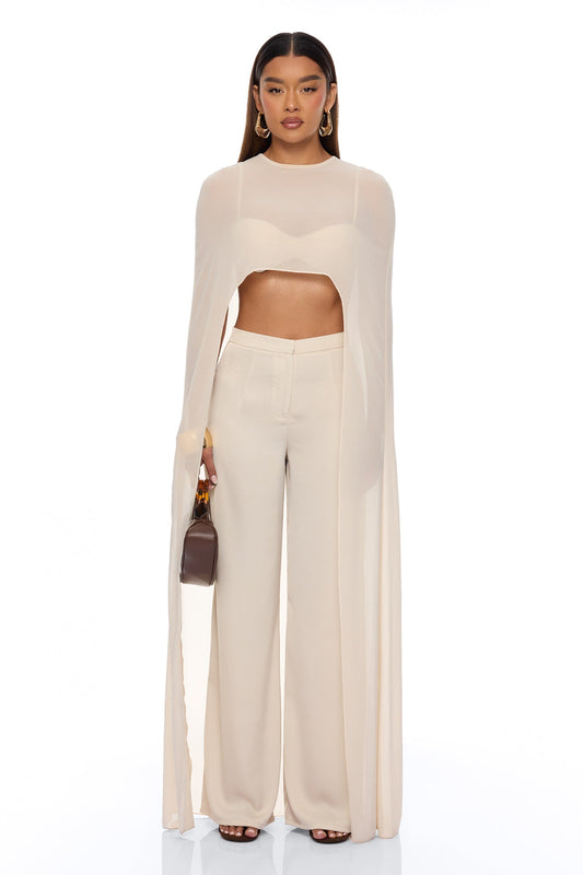 Alessandra Draped Pant Set - Natural