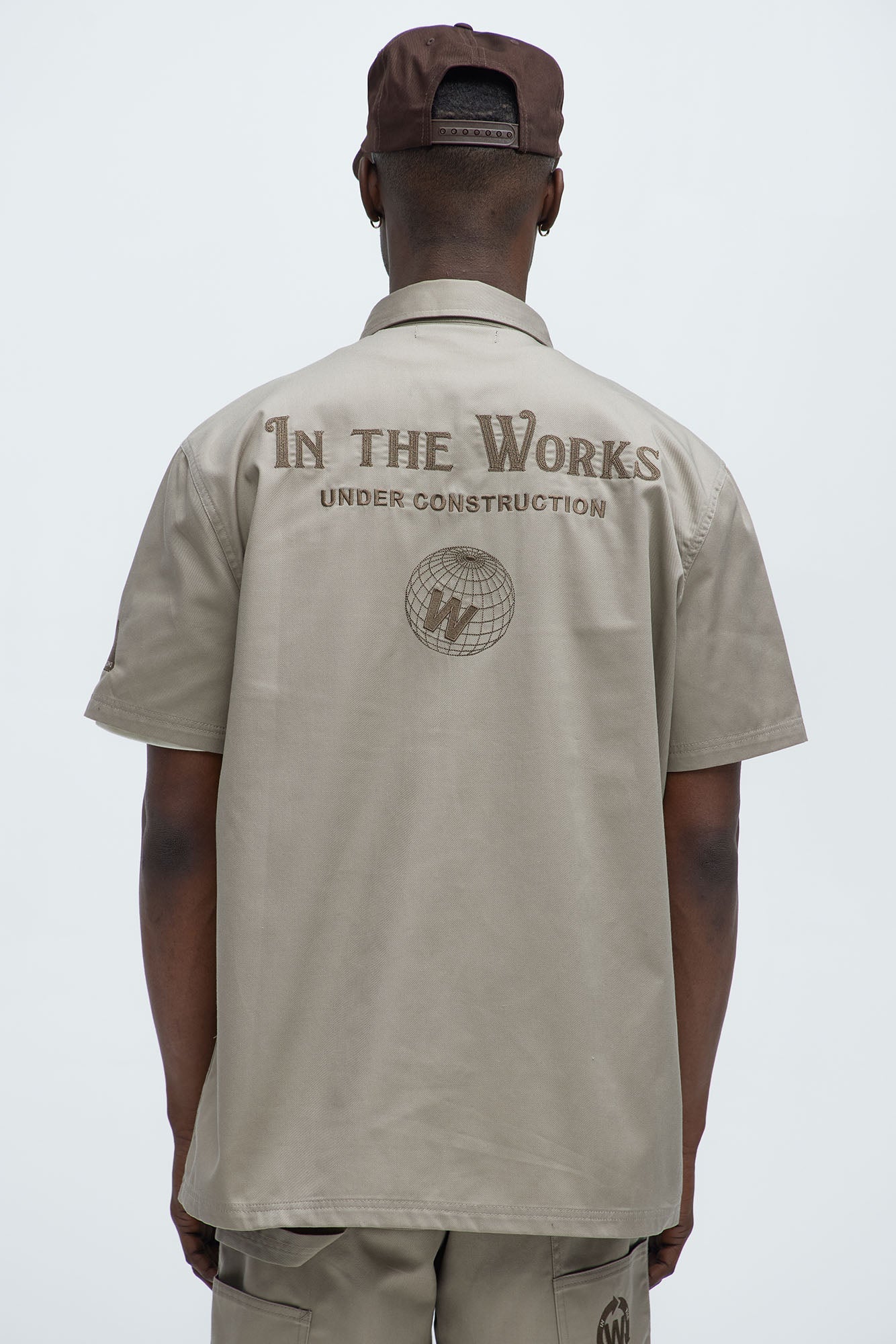 In The Works Short Sleeve Button Up Shirt - Stone