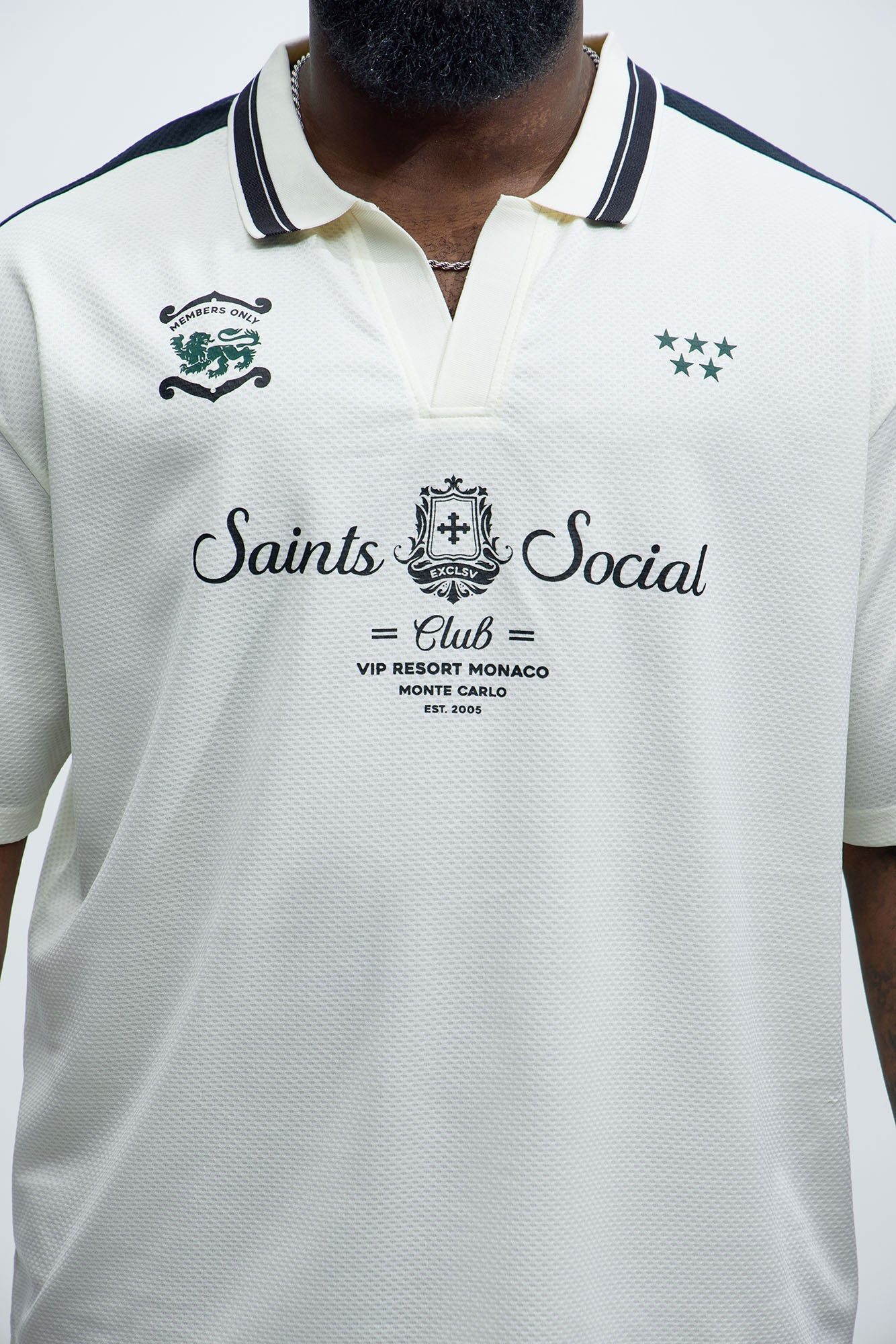 Saints Social Johnny Collar Soccer Jersey - Off White