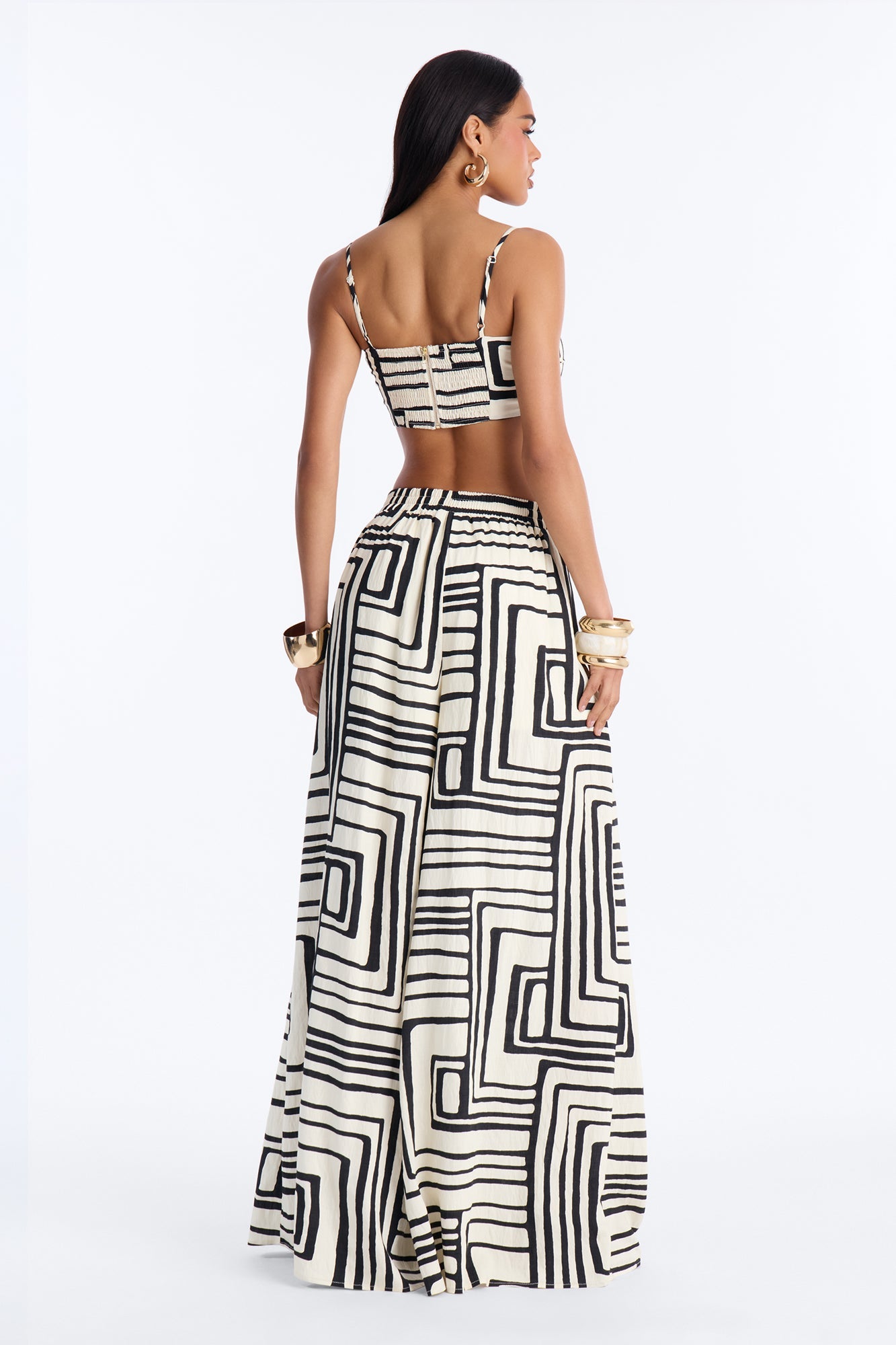 Karla Linen Wide Leg Pant Set - Black/combo Fashion Nova