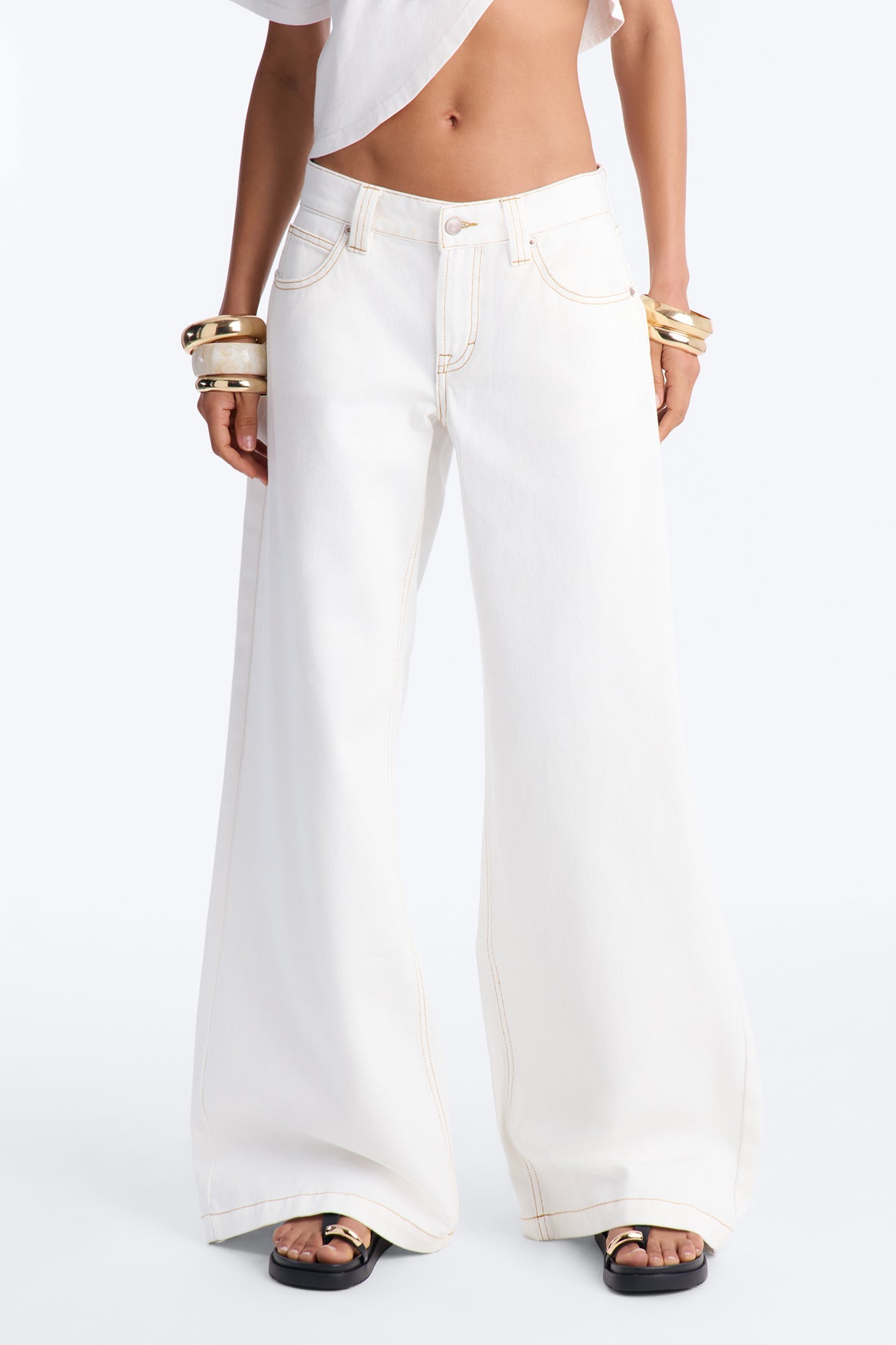 After Hours Low Rise Baggy Jeans - White Fashion Nova