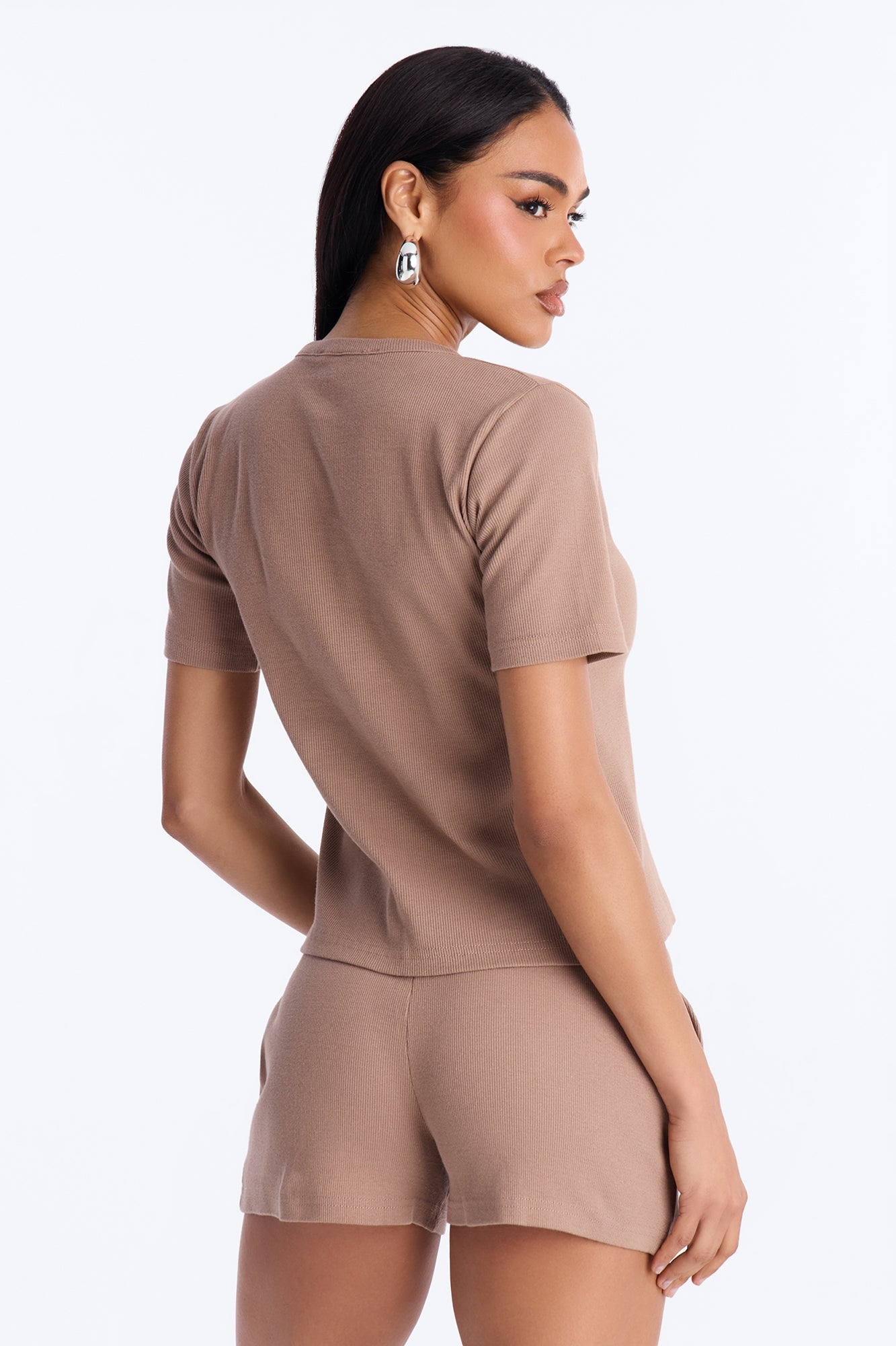 Hailey Ribbed Short Set - Mocha Fashion Nova
