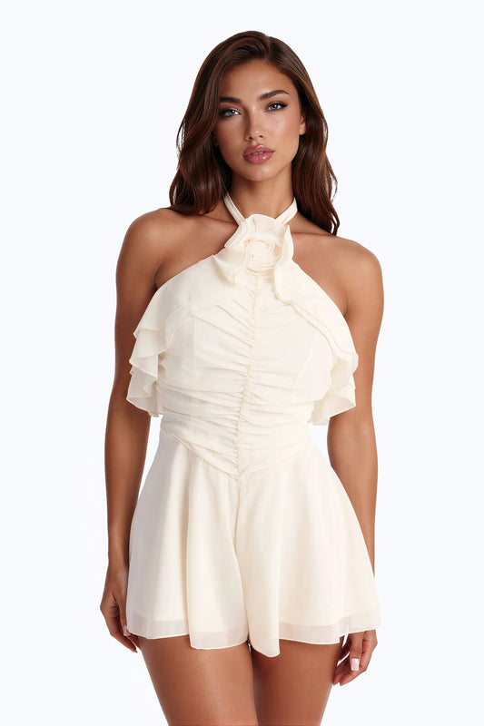 Pretty In Ruffles Romper - Cream Fashion Nova