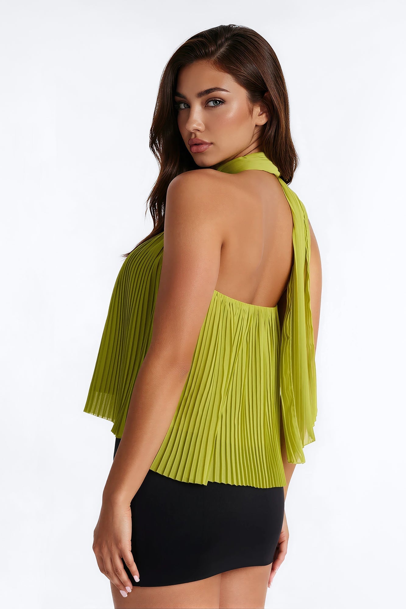 Caught In Your Sunlight Chiffon Scarf 2 Piece Top - Lime NEWFASHIONEDGE