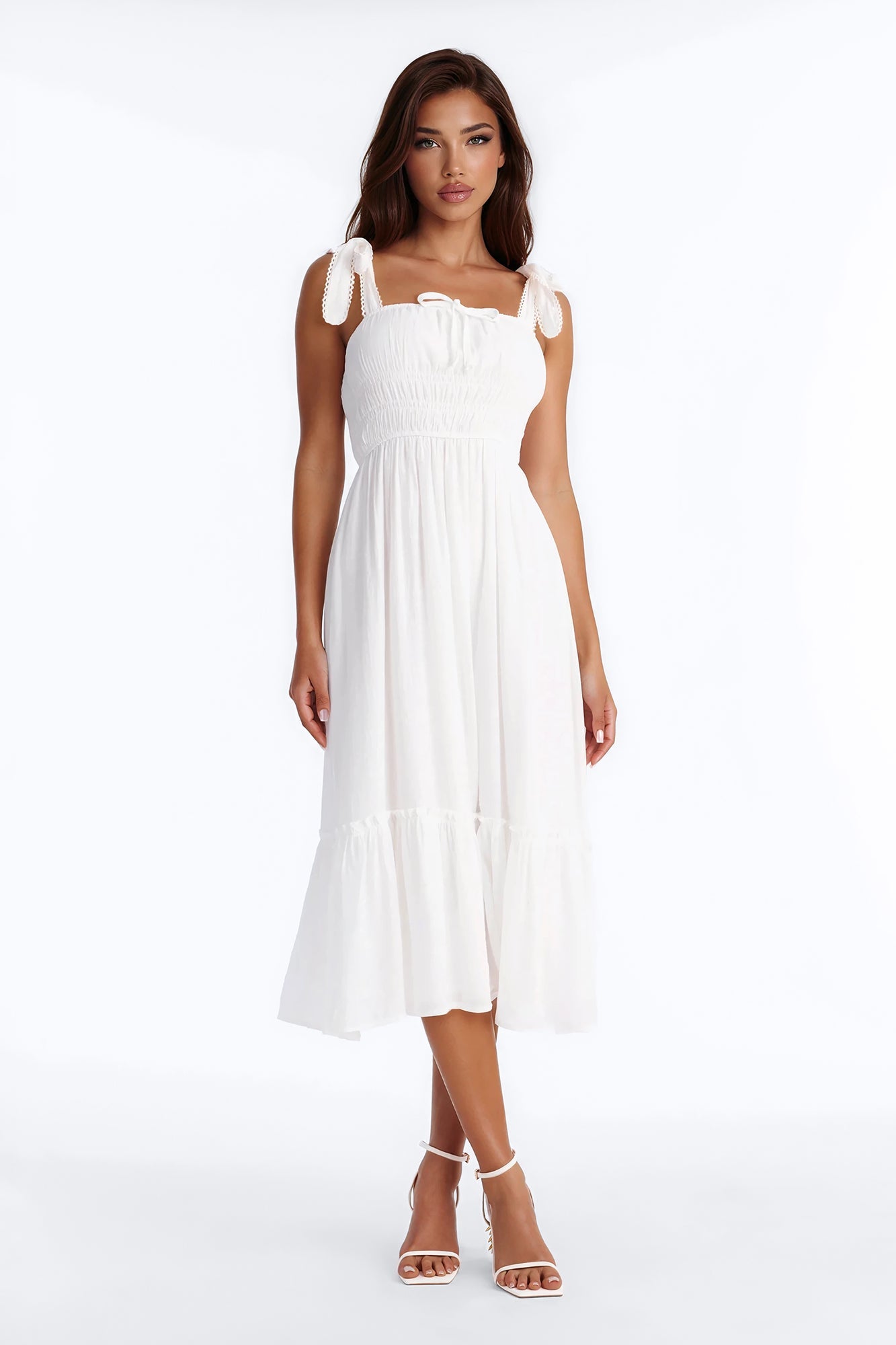 Greta Poplin Midi Dress - White Fashion Nova
