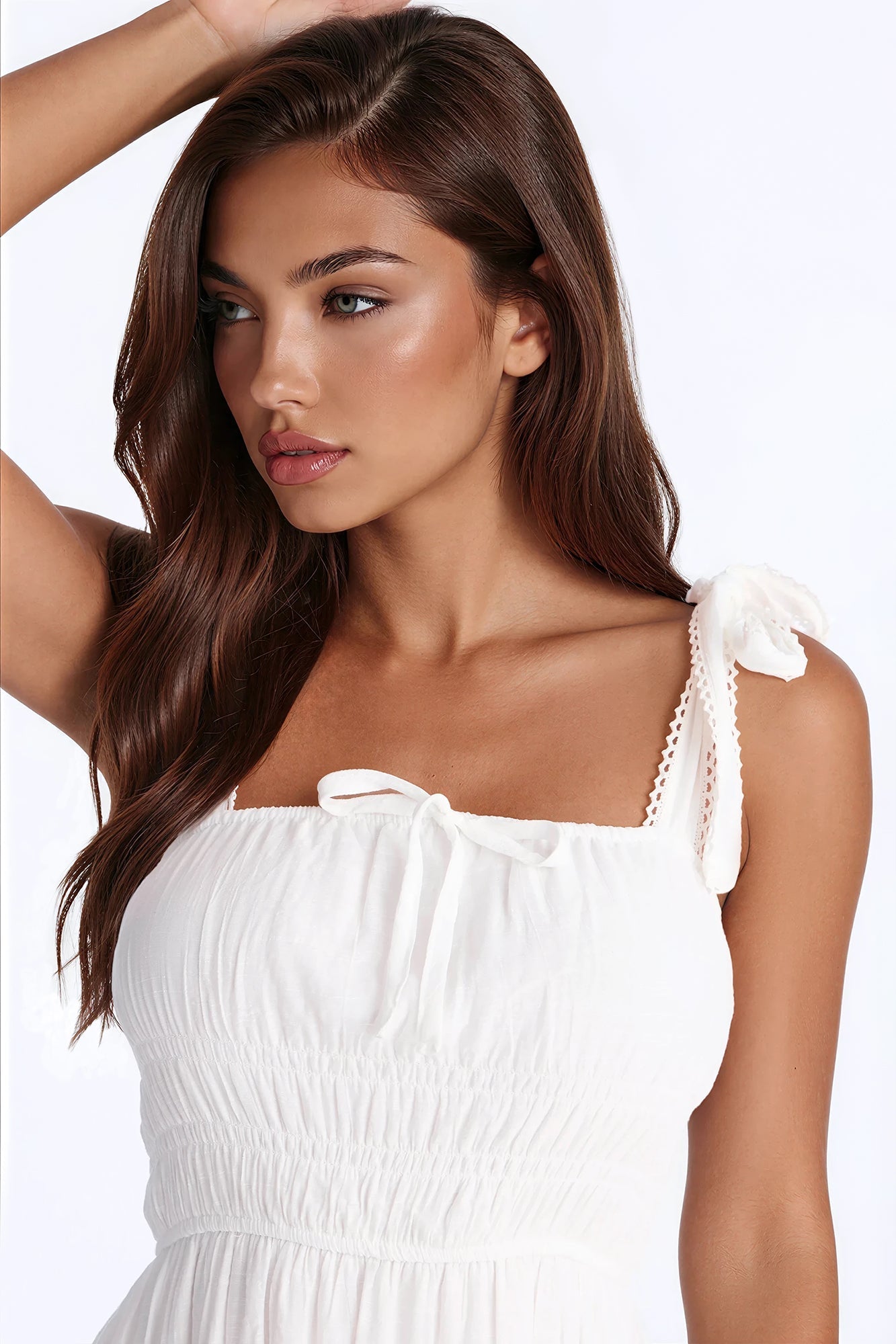 Greta Poplin Midi Dress - White Fashion Nova