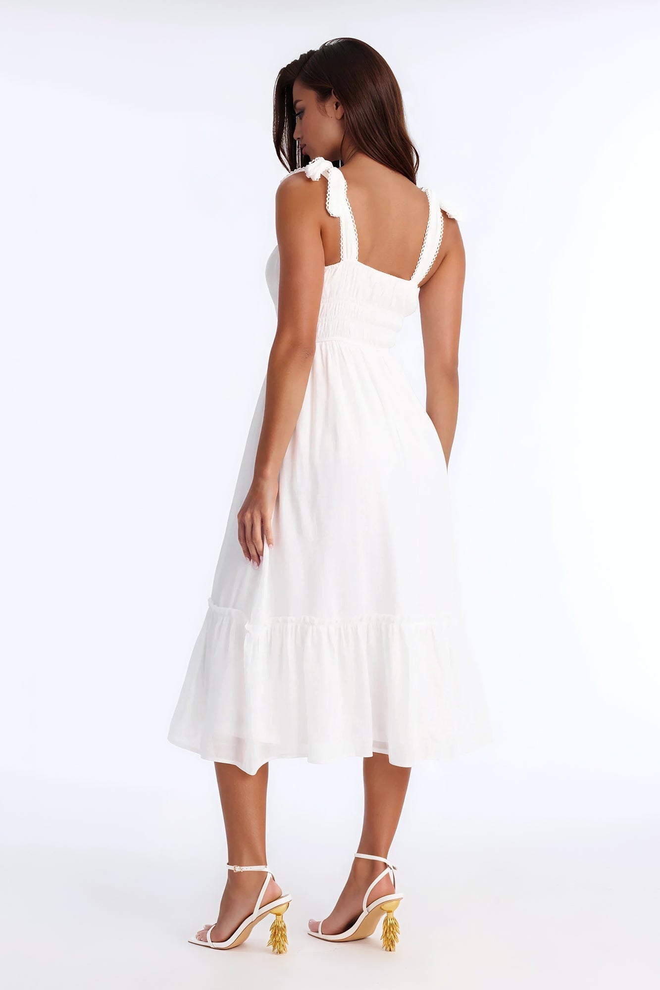 Greta Poplin Midi Dress - White Fashion Nova