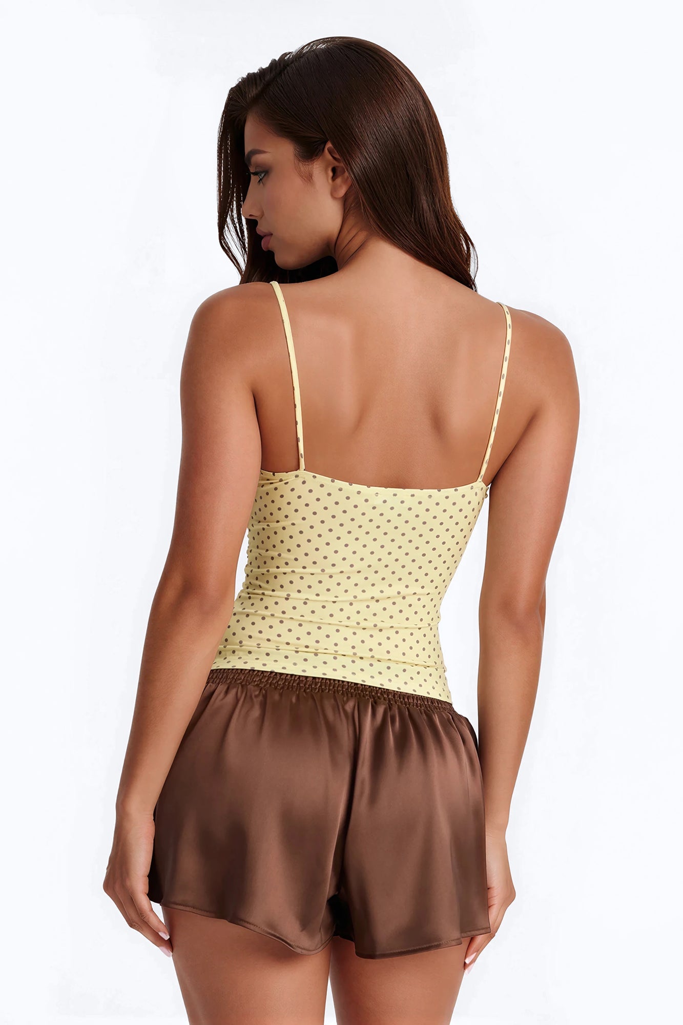 Sunny Polka Dot Ruffle Twist Tank Top - Yellow/combo Fashion Nova