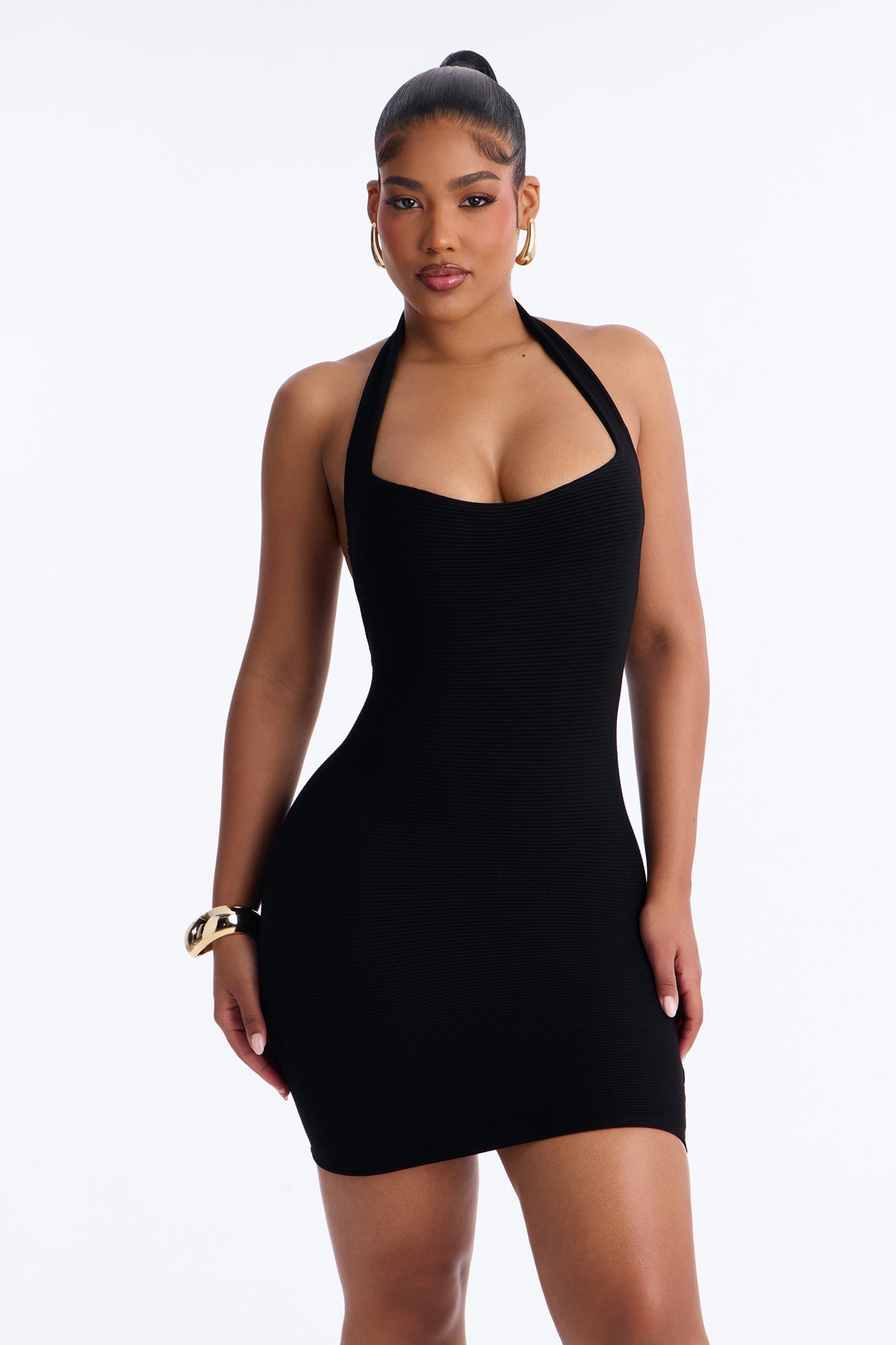 Camila Halter Snatched Mini Dress - Black NEWFASHIONEDGE