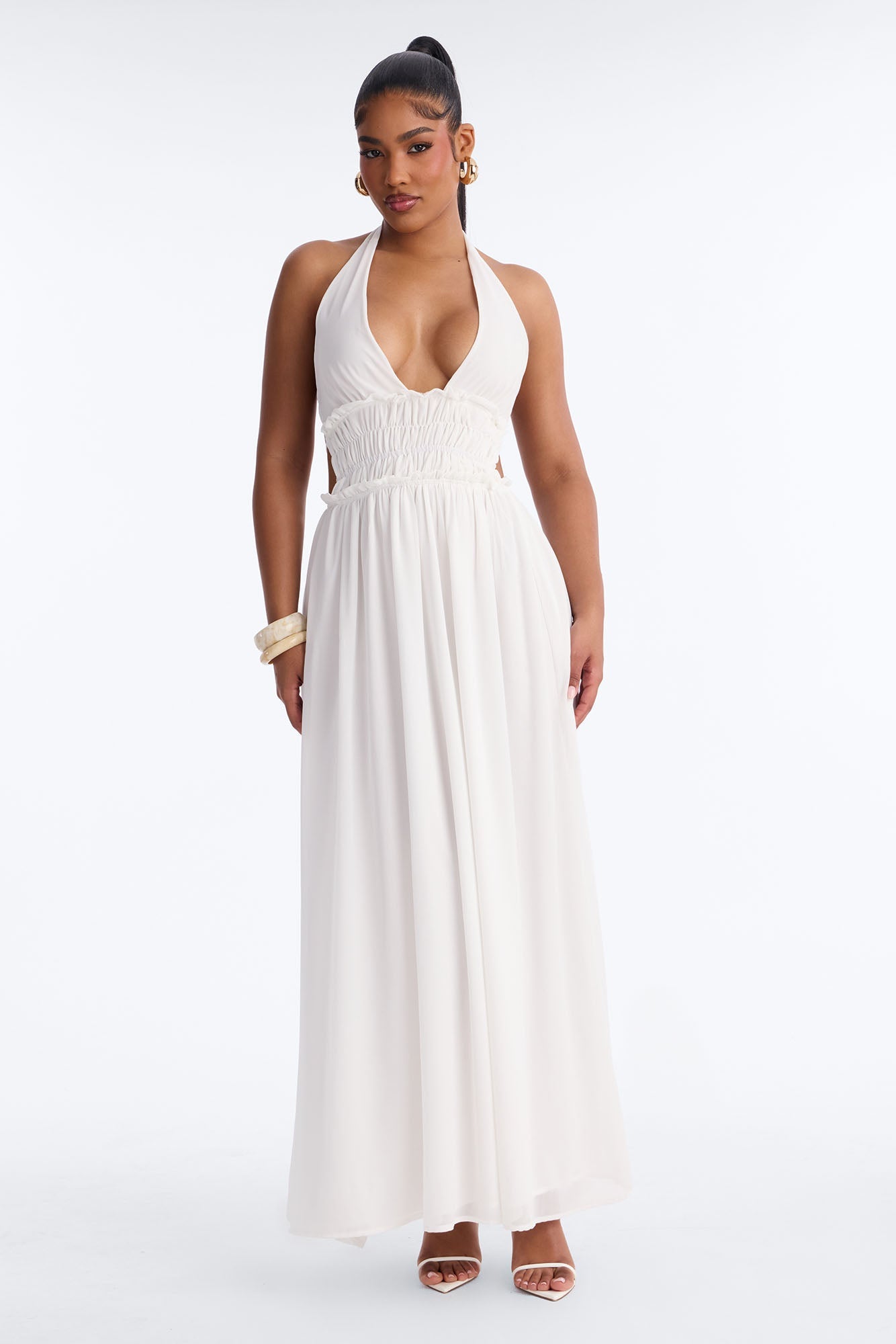 Lauryn Halter Chiffon Maxi Dress - White Fashion Nova
