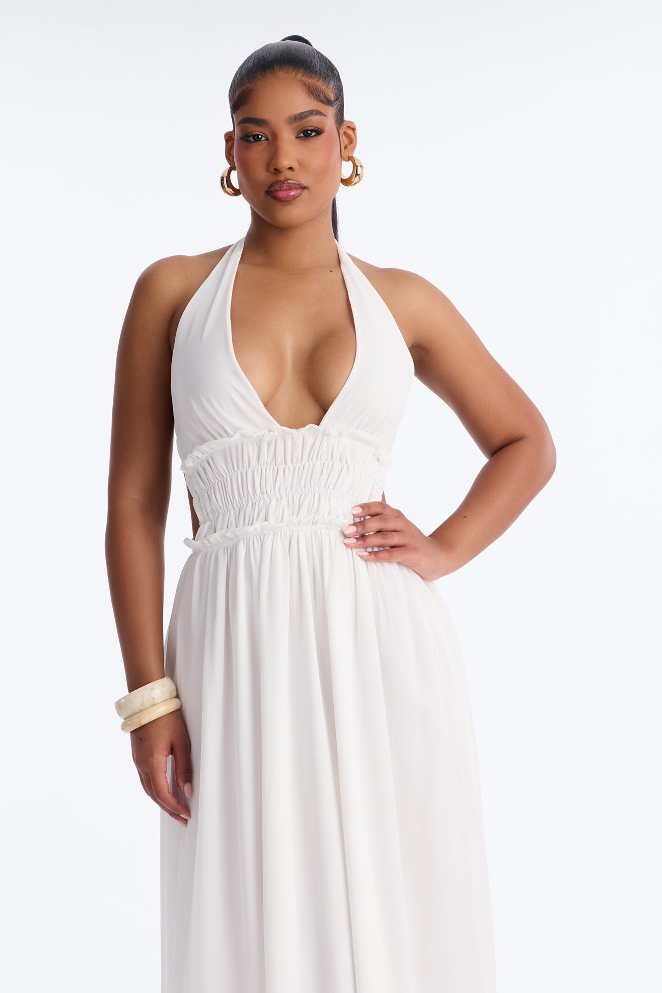 Lauryn Halter Chiffon Maxi Dress - White Fashion Nova