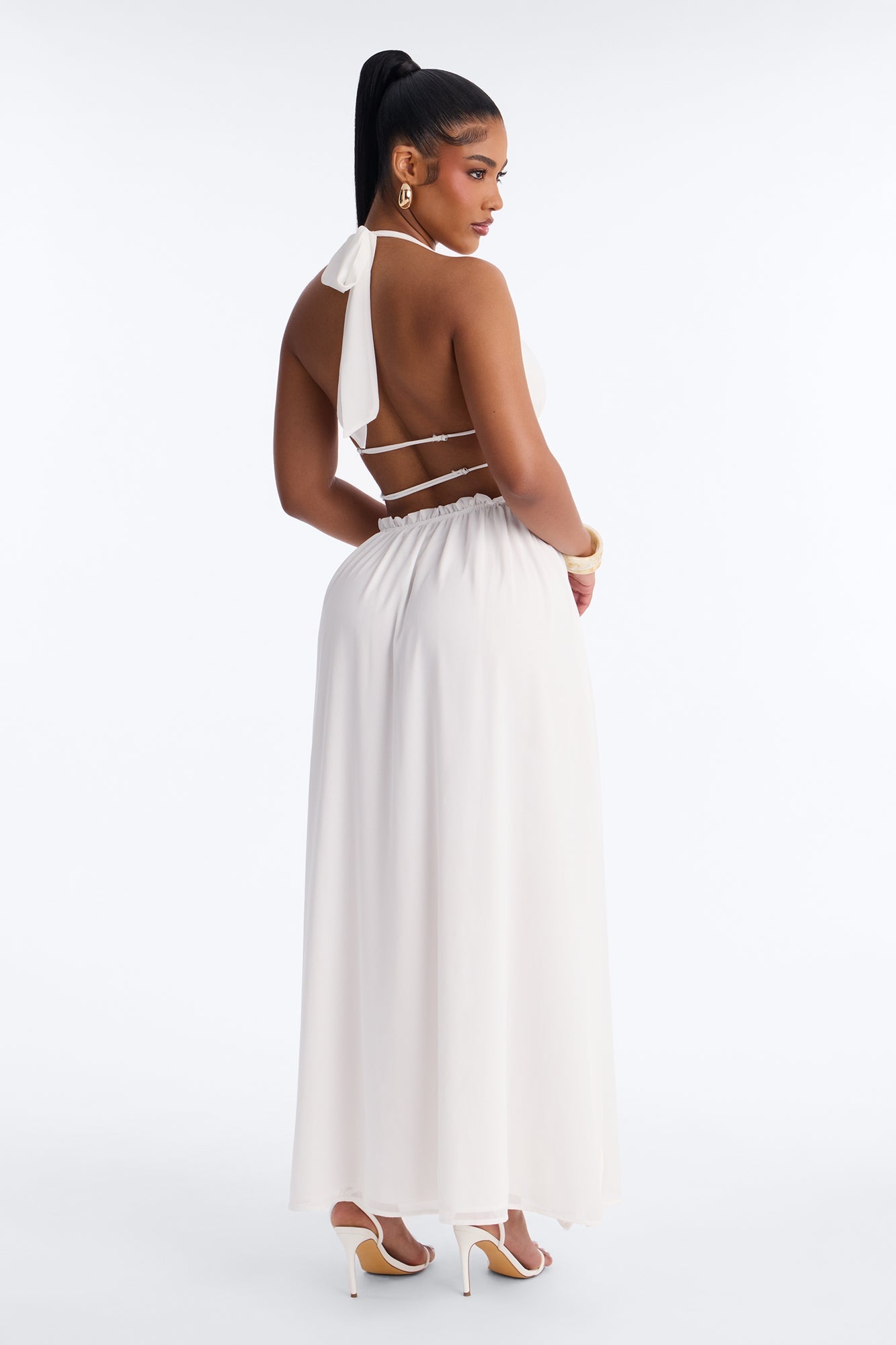 Lauryn Halter Chiffon Maxi Dress - White Fashion Nova