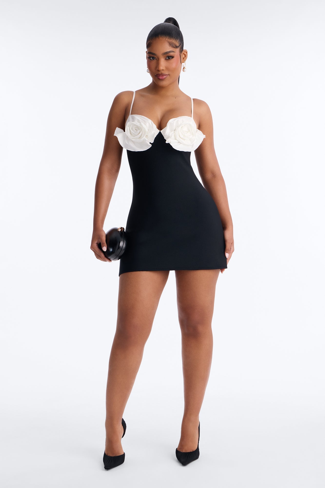 Talia Spaghetti Strap Bandage Mini Dress - Black/White NEWFASHIONEDGE