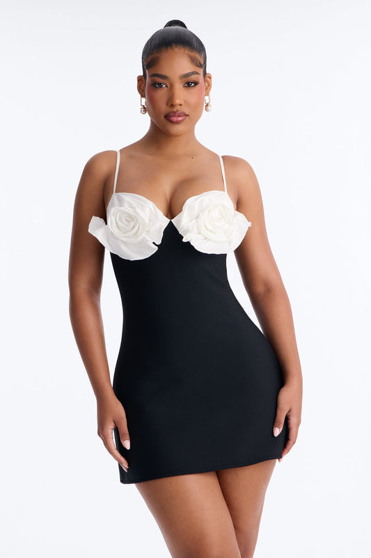 Talia Spaghetti Strap Bandage Mini Dress - Black/White NEWFASHIONEDGE