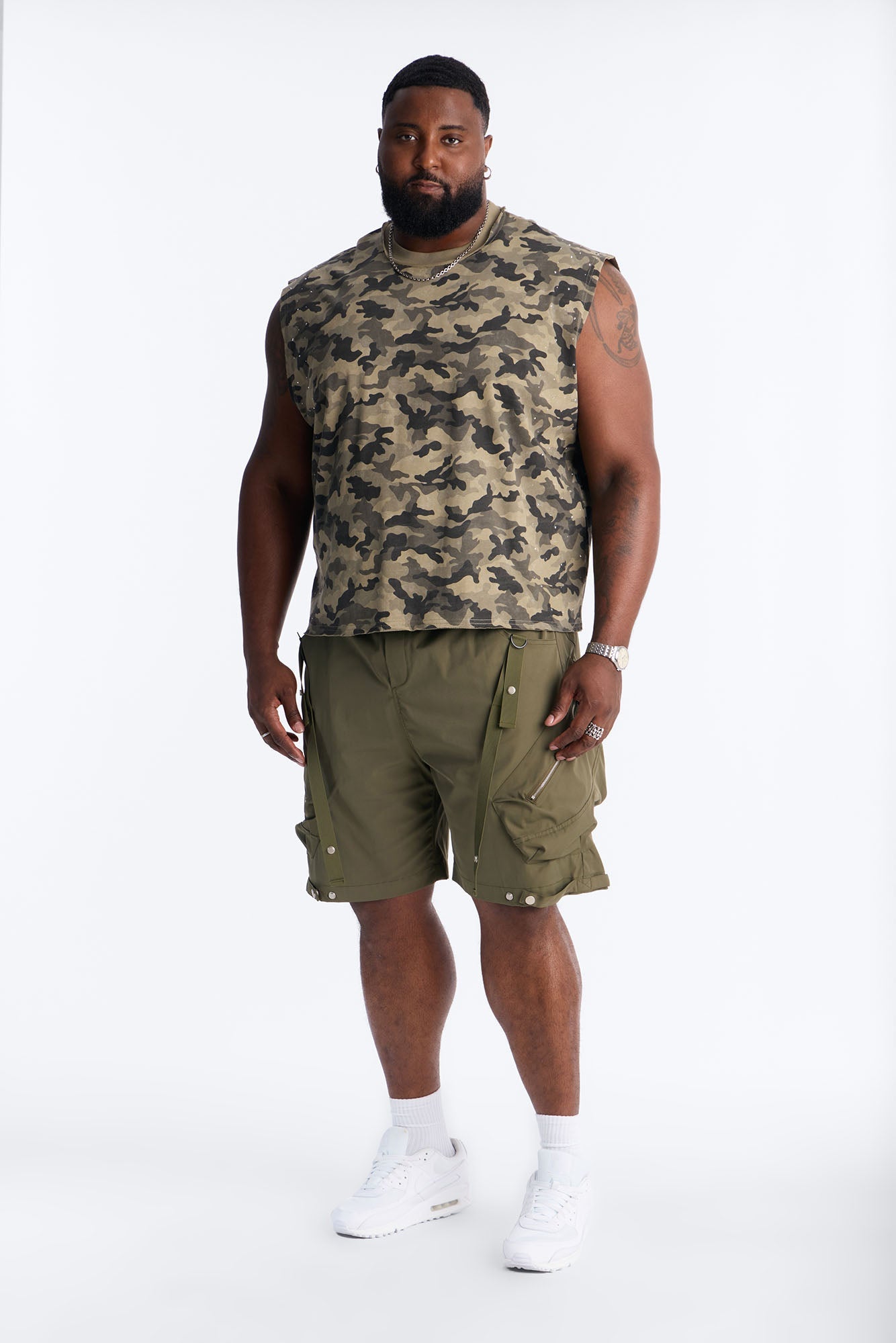 Boxy Cropped Street Soldier Camo Muscle Tee - Camouflage