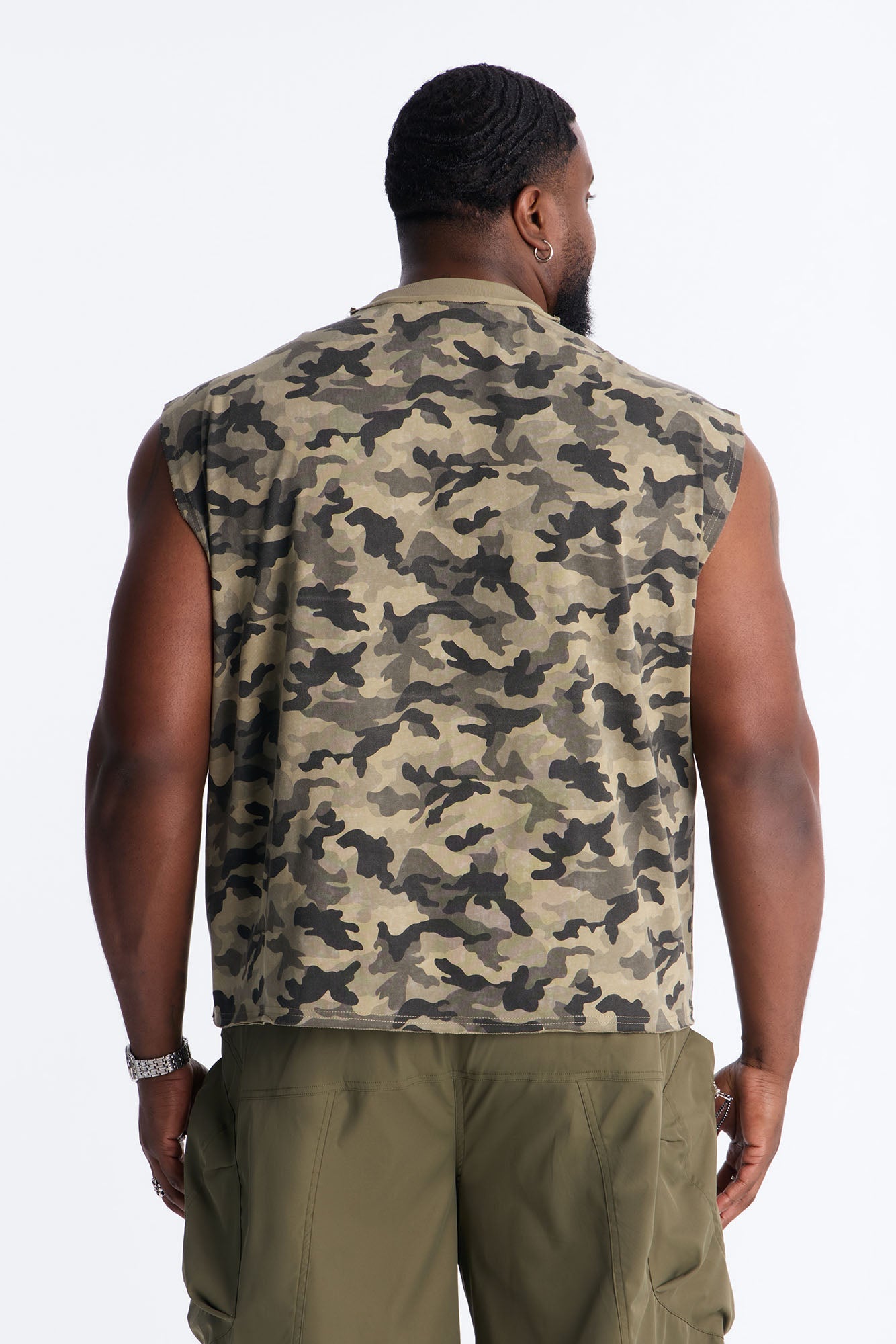 Boxy Cropped Street Soldier Camo Muscle Tee - Camouflage