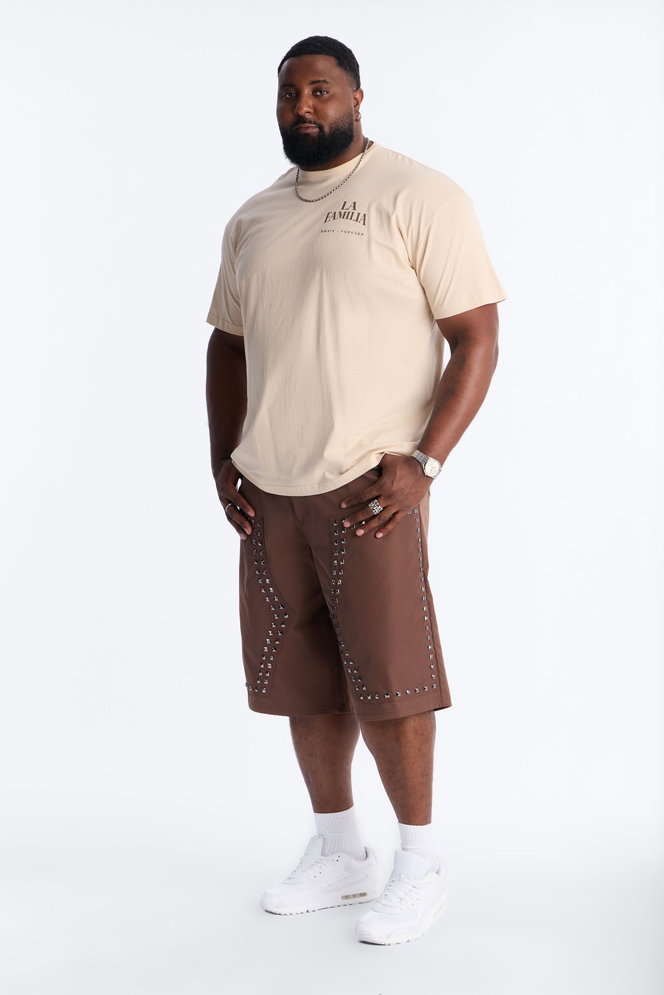 Baggy Silver Springs Studded Short - Brown
