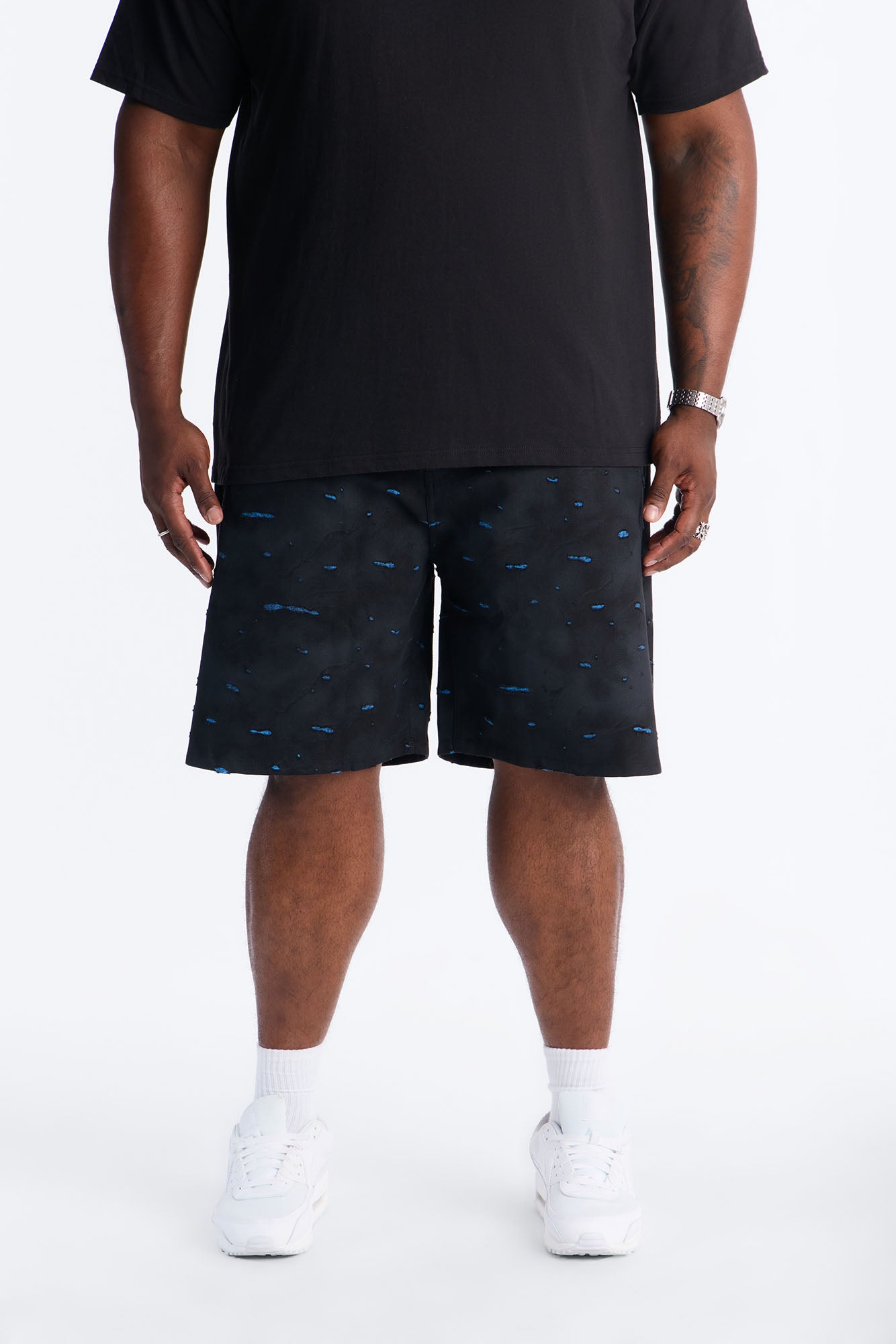 Relaxed Faded Moments Distressed Short - Bleach Blue Wash