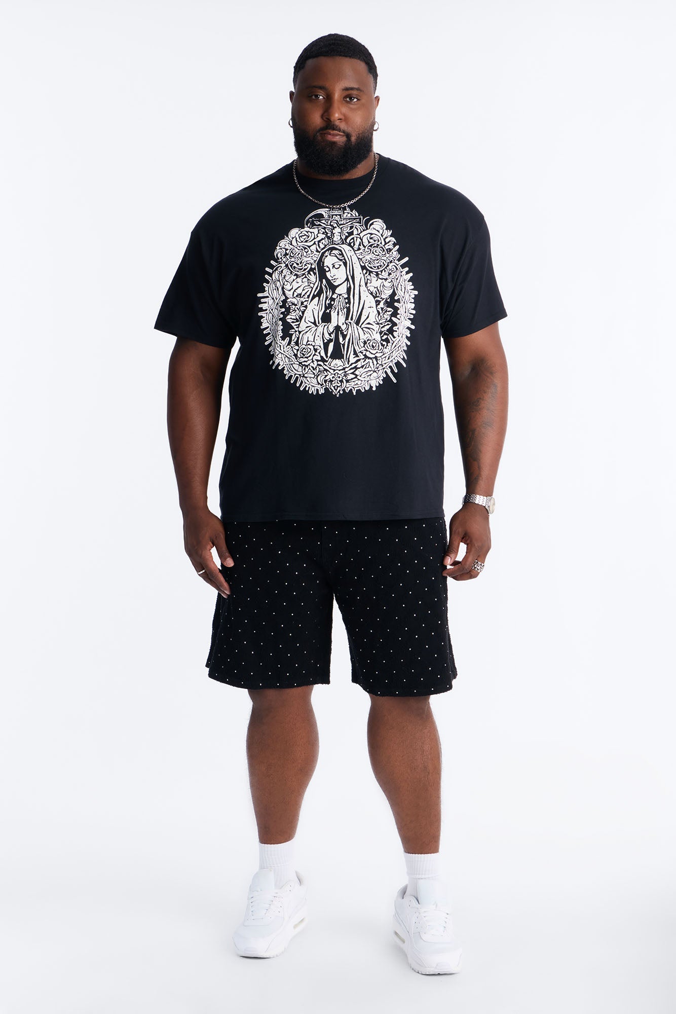 La Familia Mother Mary Short Sleeve Tee - Black
