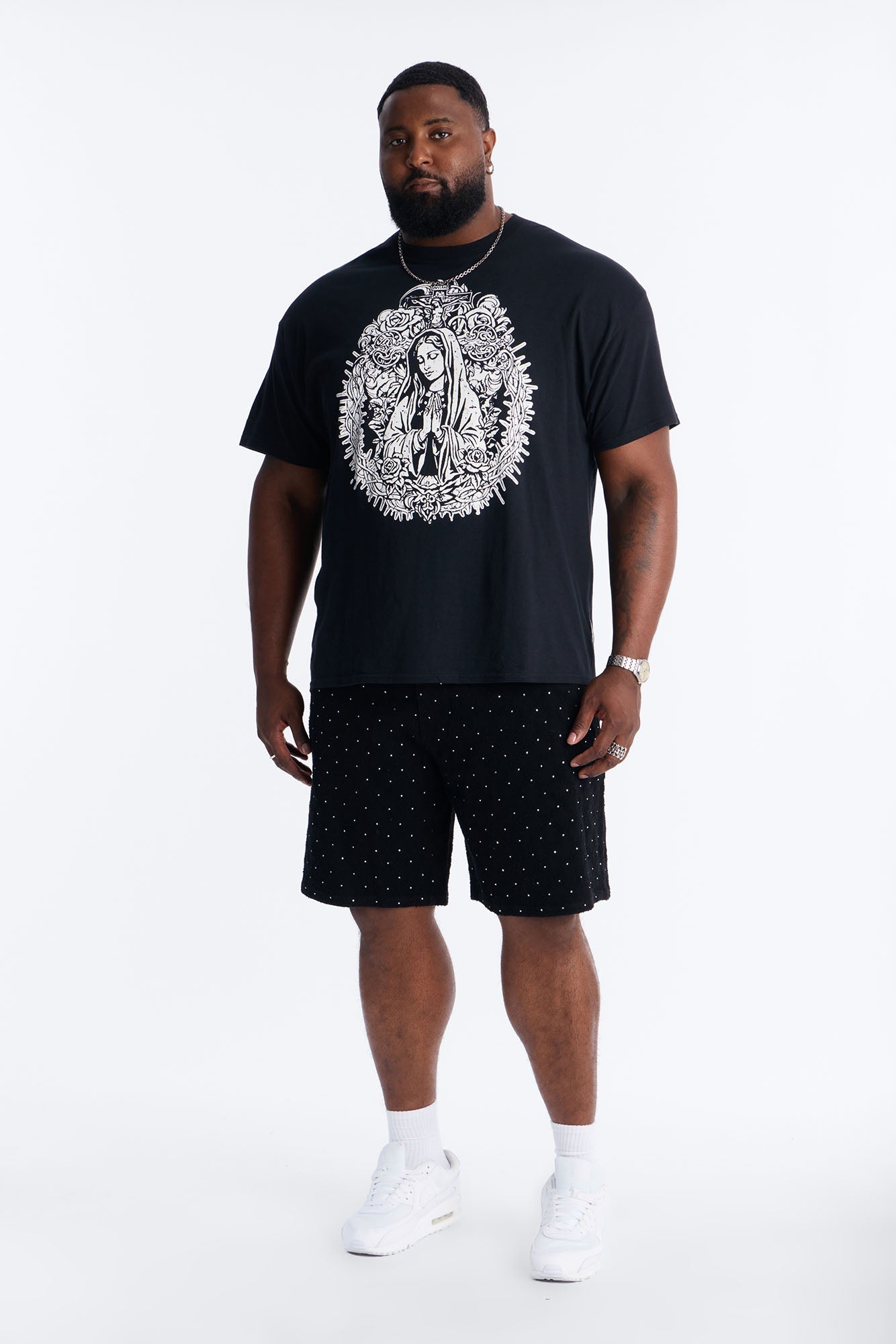 I Be Jeweled Relaxed Denim Short - Black