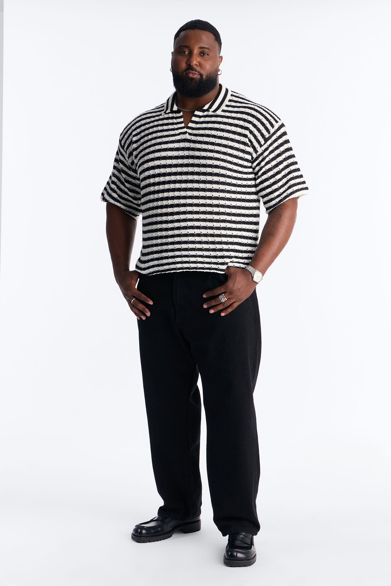 Relaxed Regatta Stripe Polo - Black