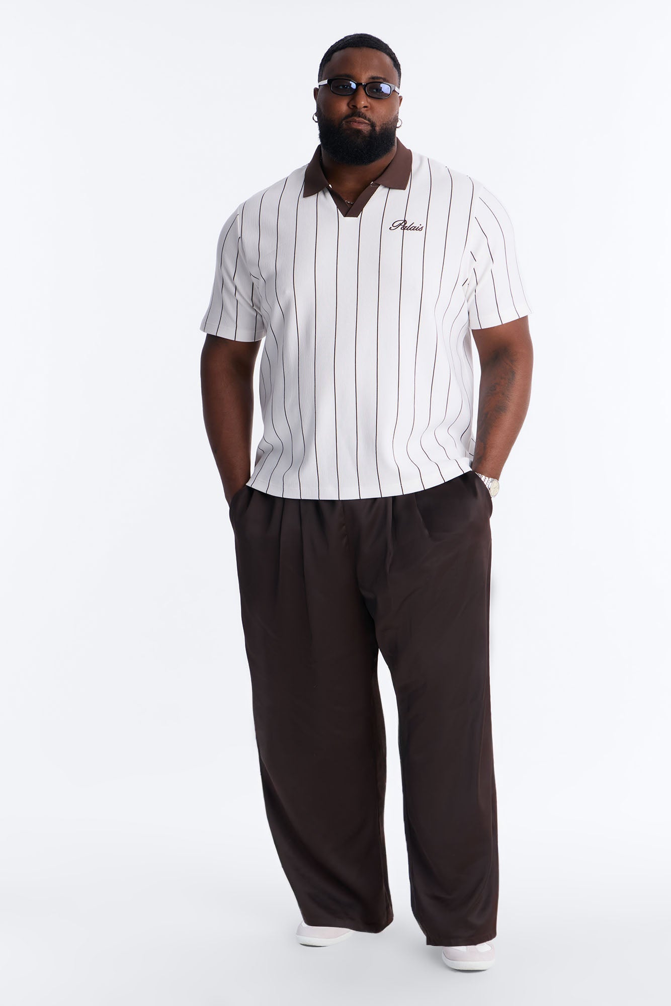 Relaxed Liquid Shadow Pleated Trouser - Brown