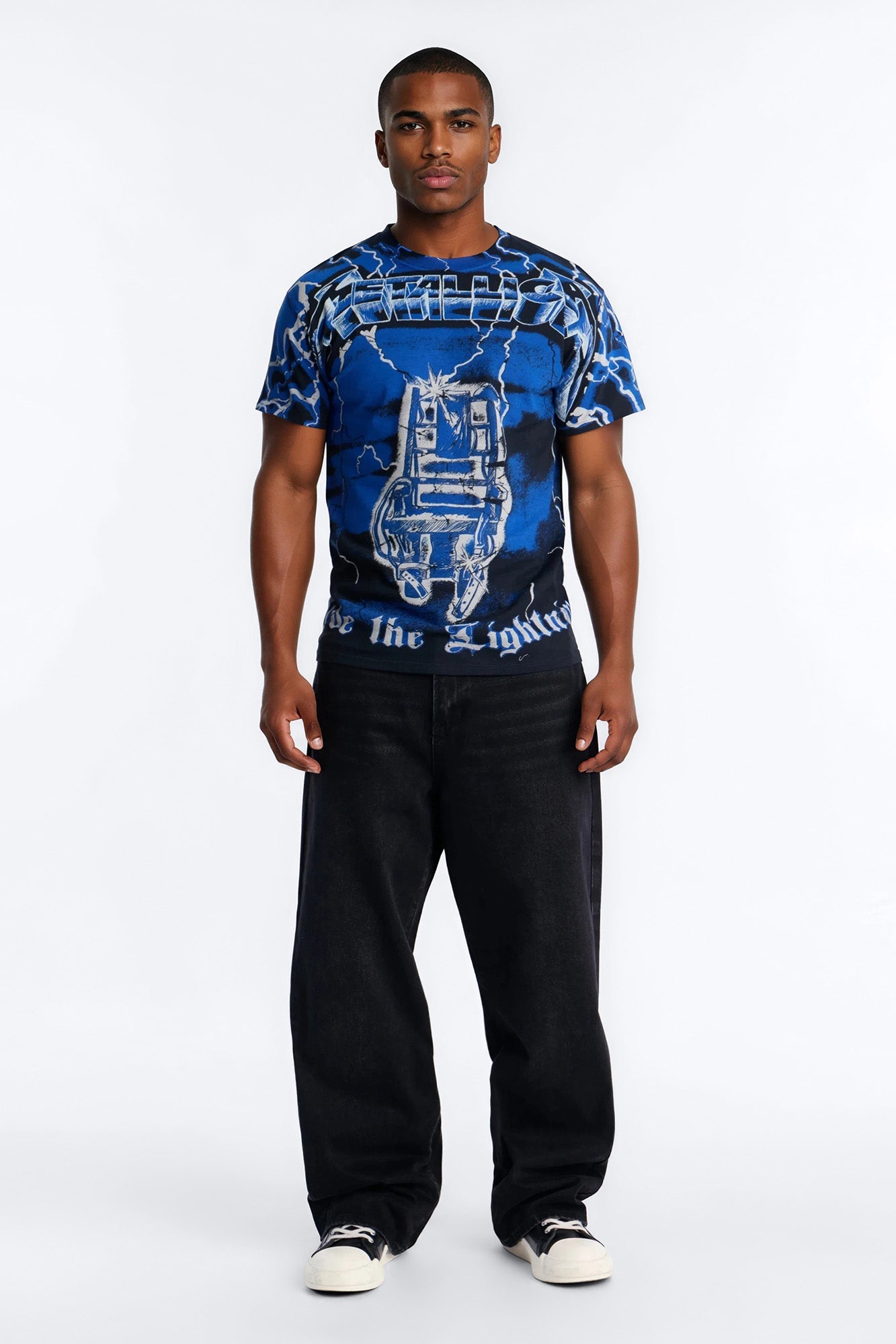Metallica Ride The Lightning All Over Print Short Sleeve Tee - Black