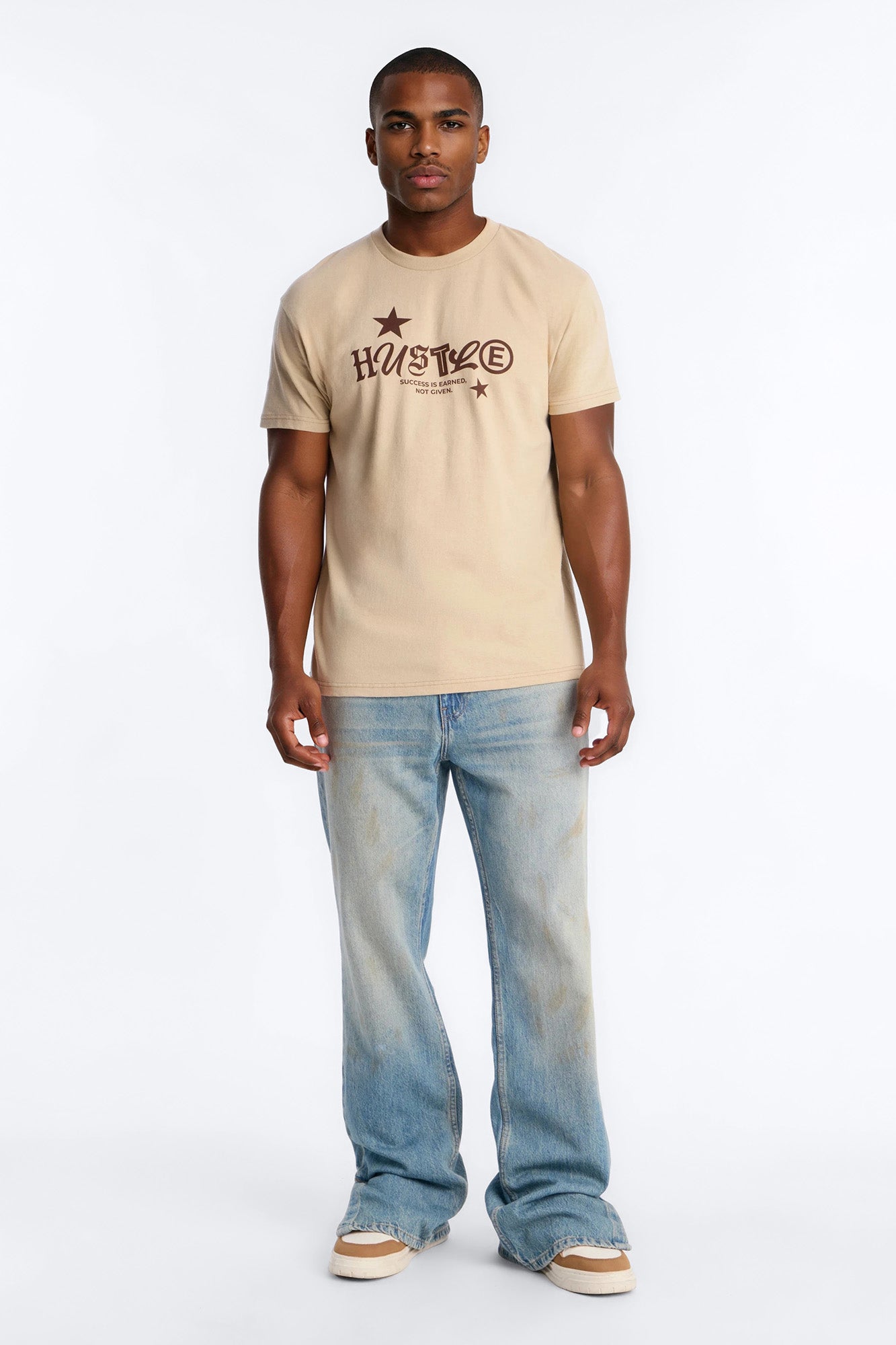 Hustle Mindset Oversized Short Sleeve Tee - Sand