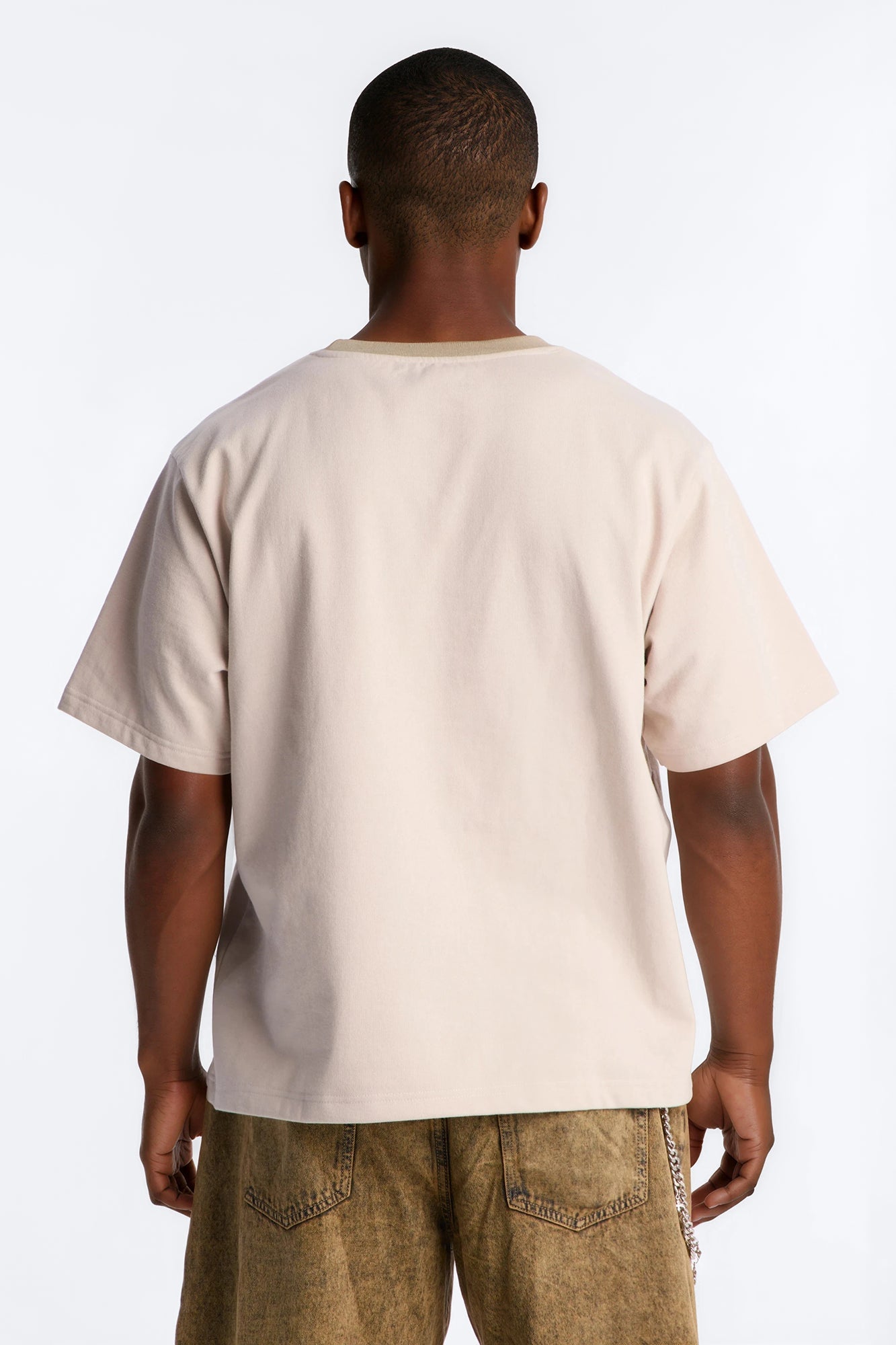 LA Embroidery Paneled Fleece Tee - Tan