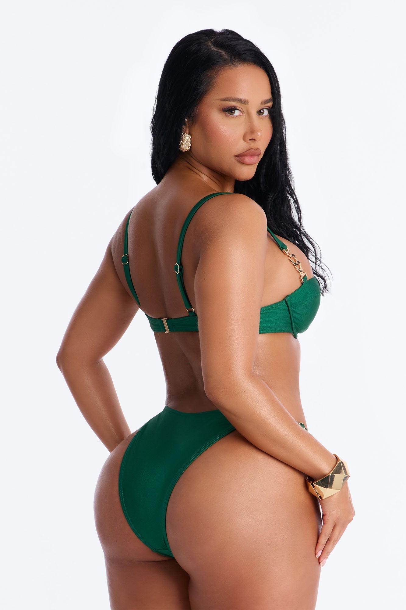 Beach Club Chain Underwire 2 Piece Bikini - Green NEWFASHIONEDGE