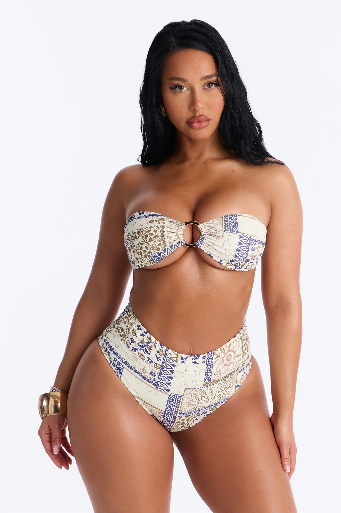 Around Me 2pc Bandeau Bikini - Ivory/combo NEWFASHIONEDGE