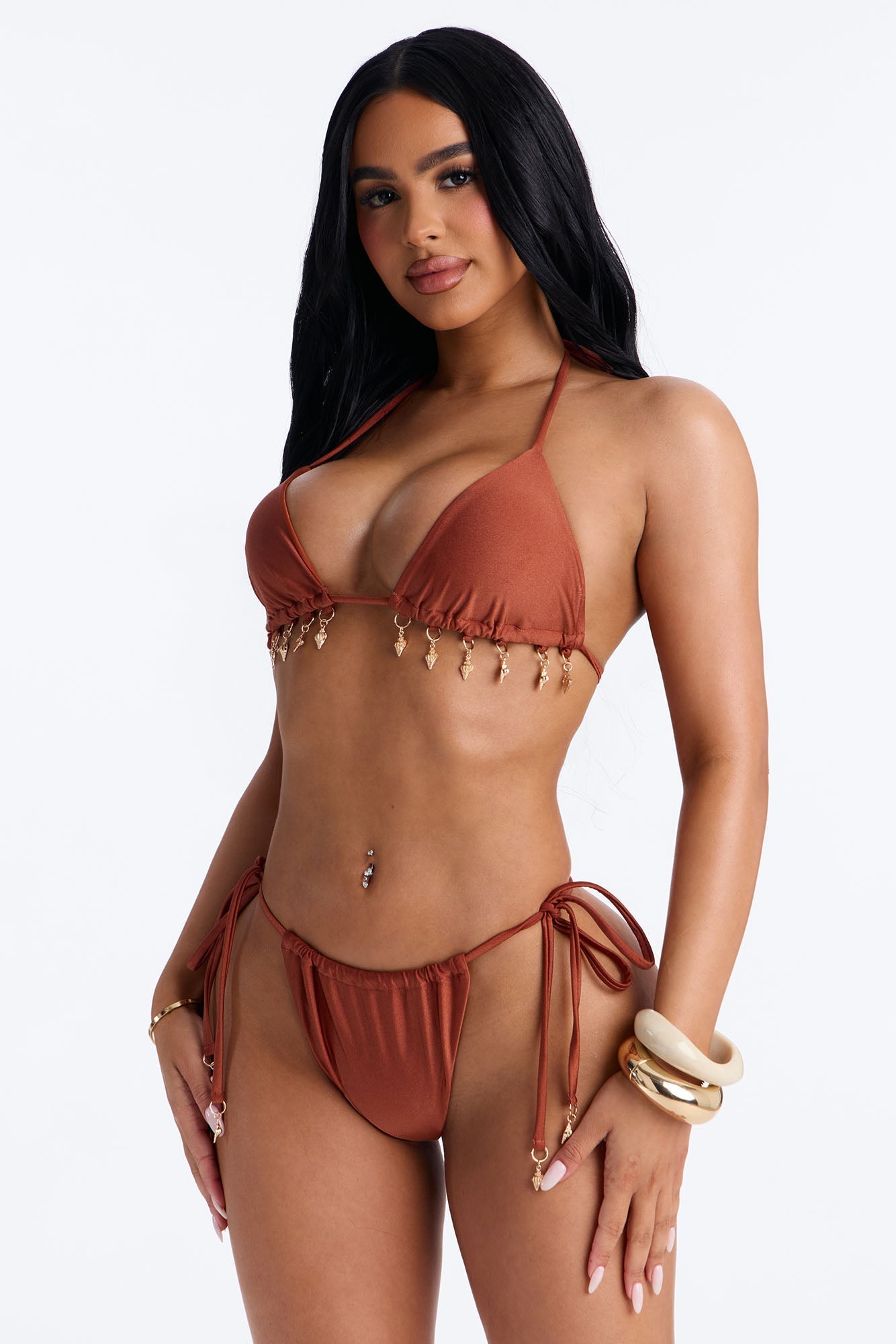 Collect Shells By The Shore 2 Piece Bikini - Brown NEWFASHIONEDGE