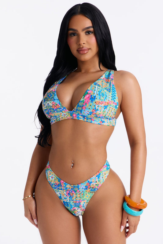 Aqua Mirage 2 Piece Triangle Bikini Set - Blue/combo NEWFASHIONEDGE