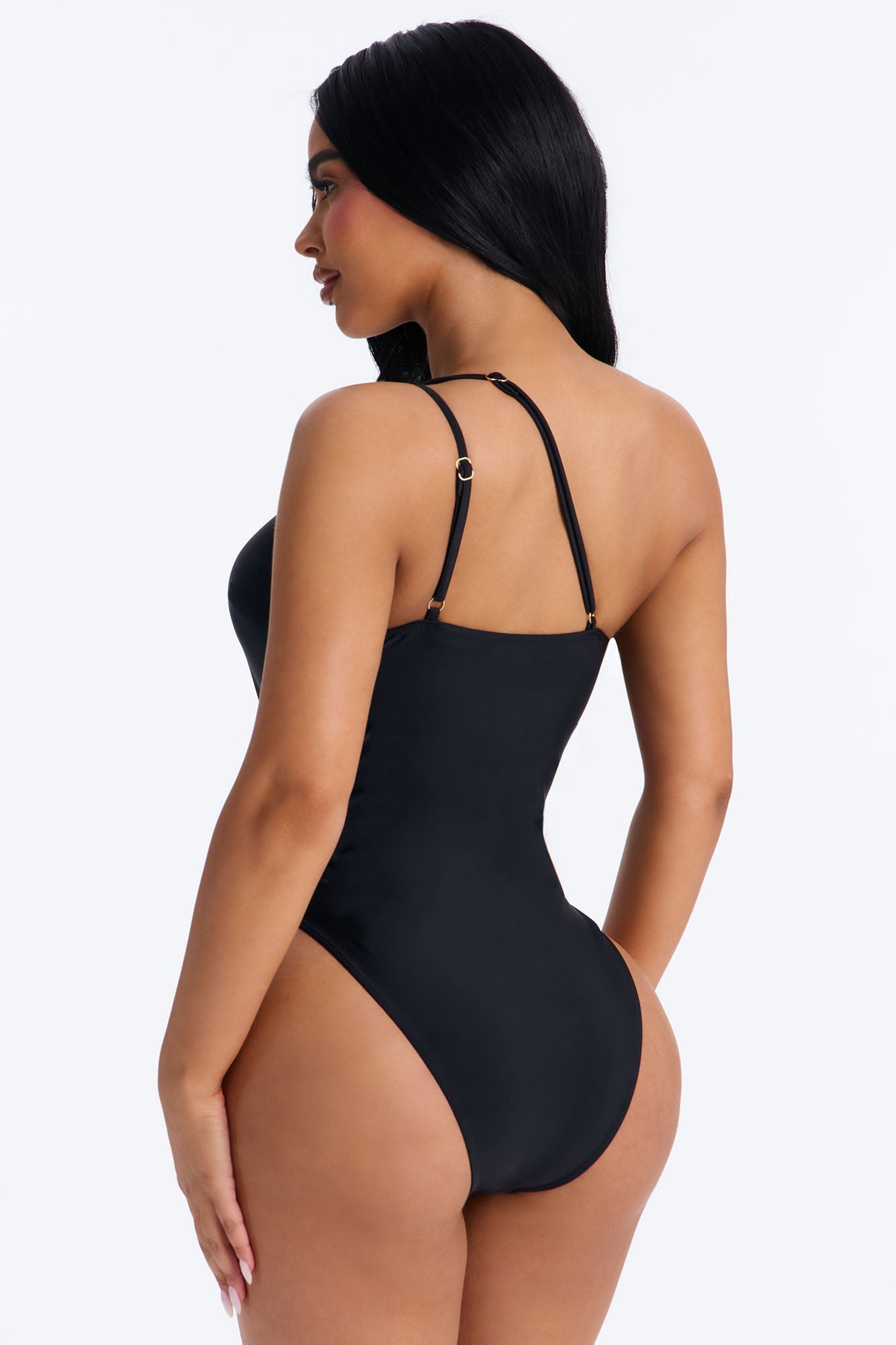 Amira One Shoulder 1 Piece Swimsuit - Black NEWFASHIONEDGE