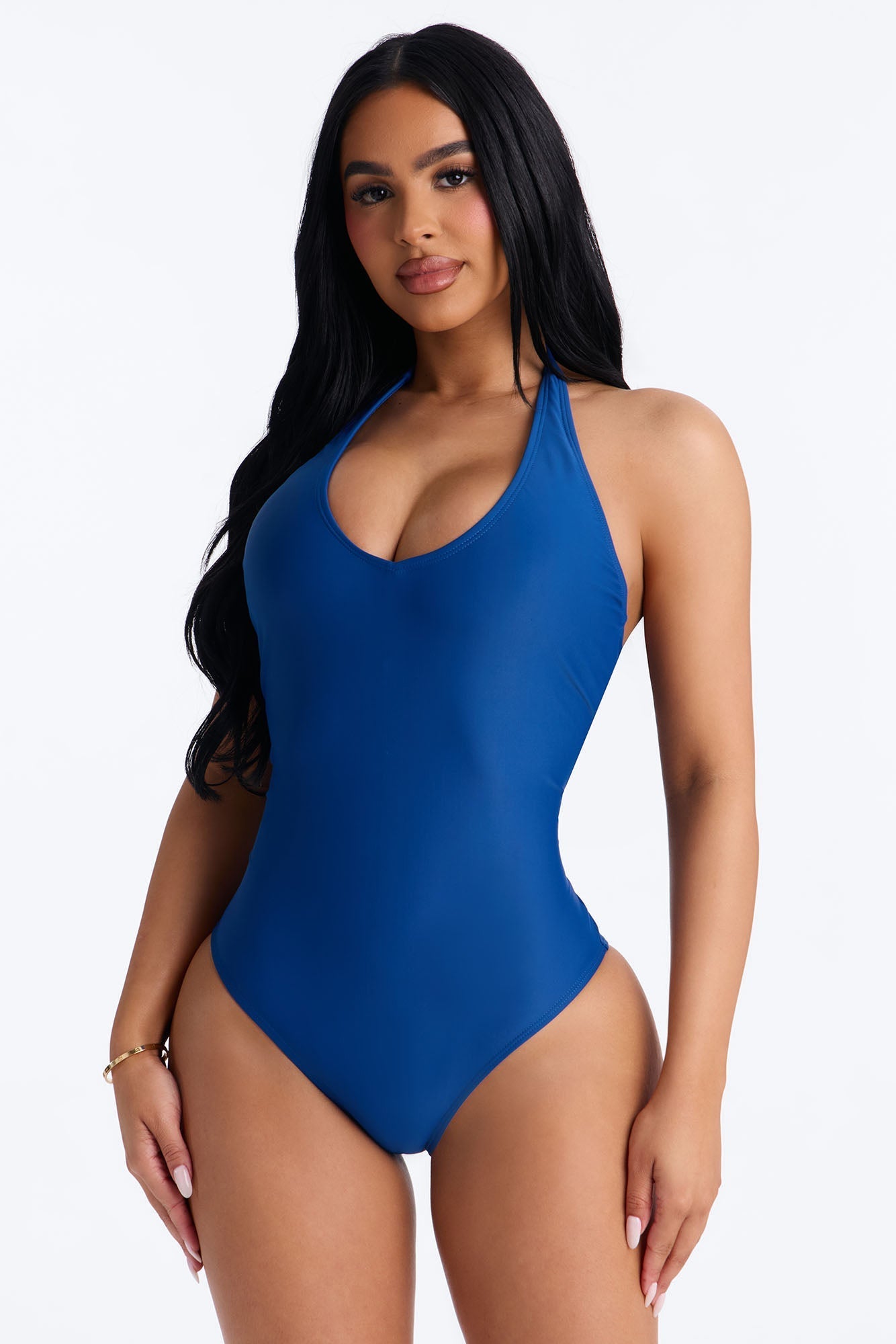 Summer Fling Scoop Neck 1 Piece Swimsuit - Indigo NEWFASHIONEDGE