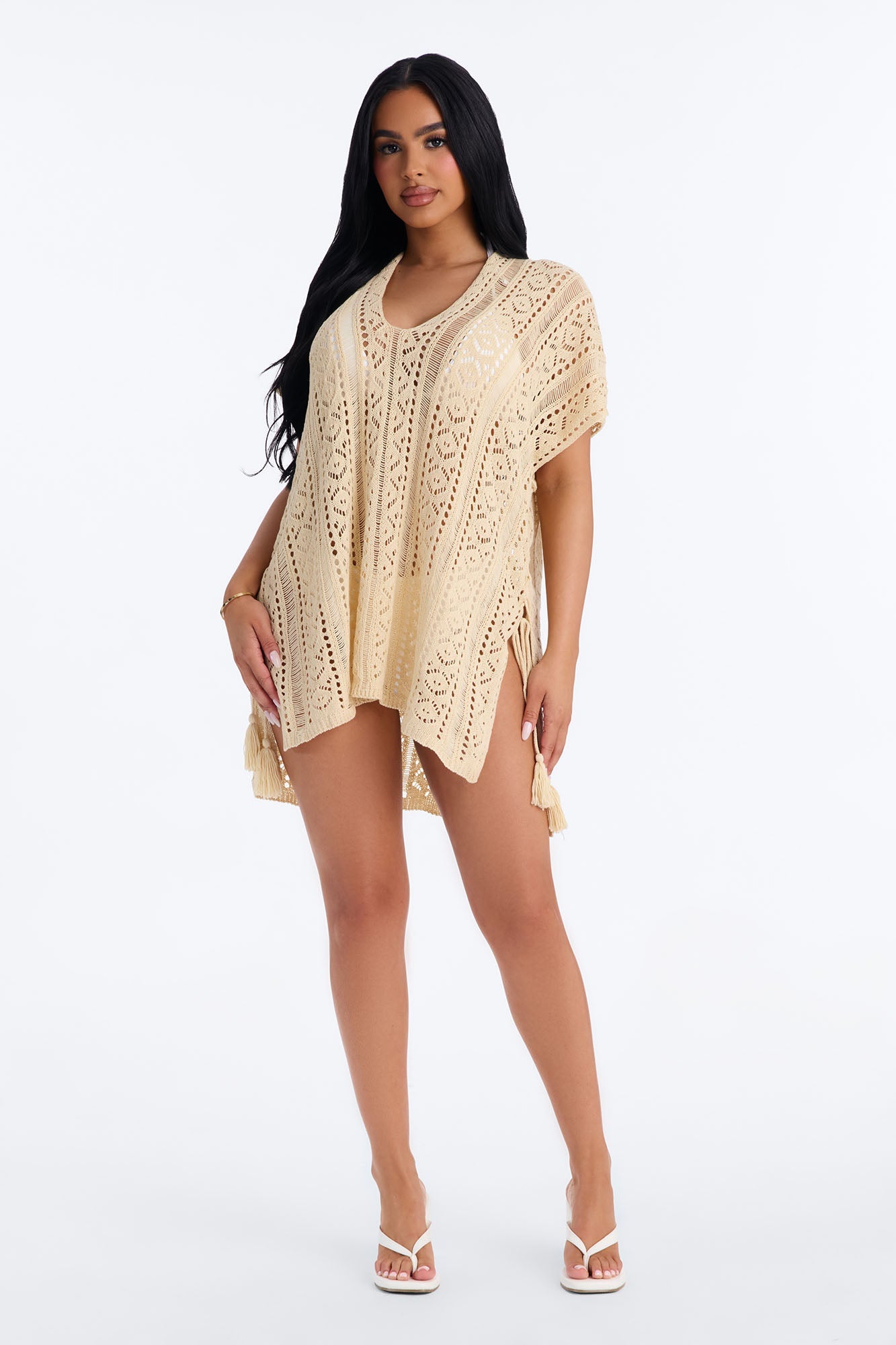 Iris Crochet Swim Cover Up - Beige Fashion Nova