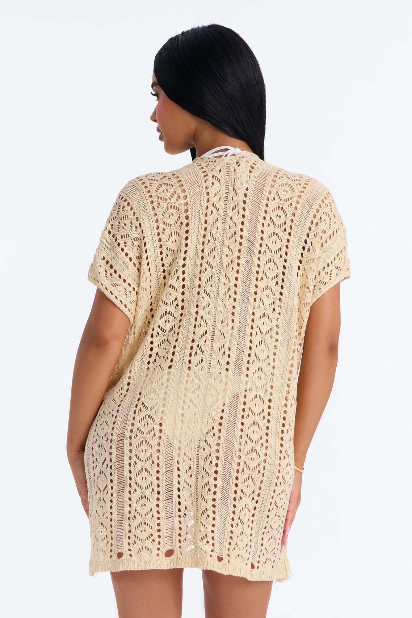 Iris Crochet Swim Cover Up - Beige Fashion Nova