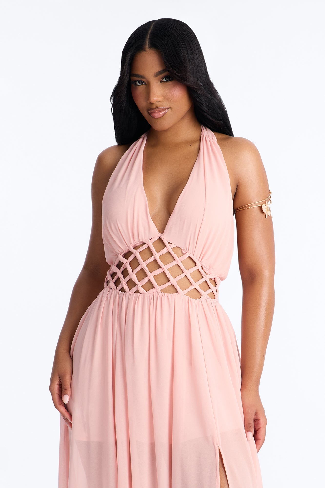 Scarlett Chiffon Maxi Dress - Pink NEWFASHIONEDGE