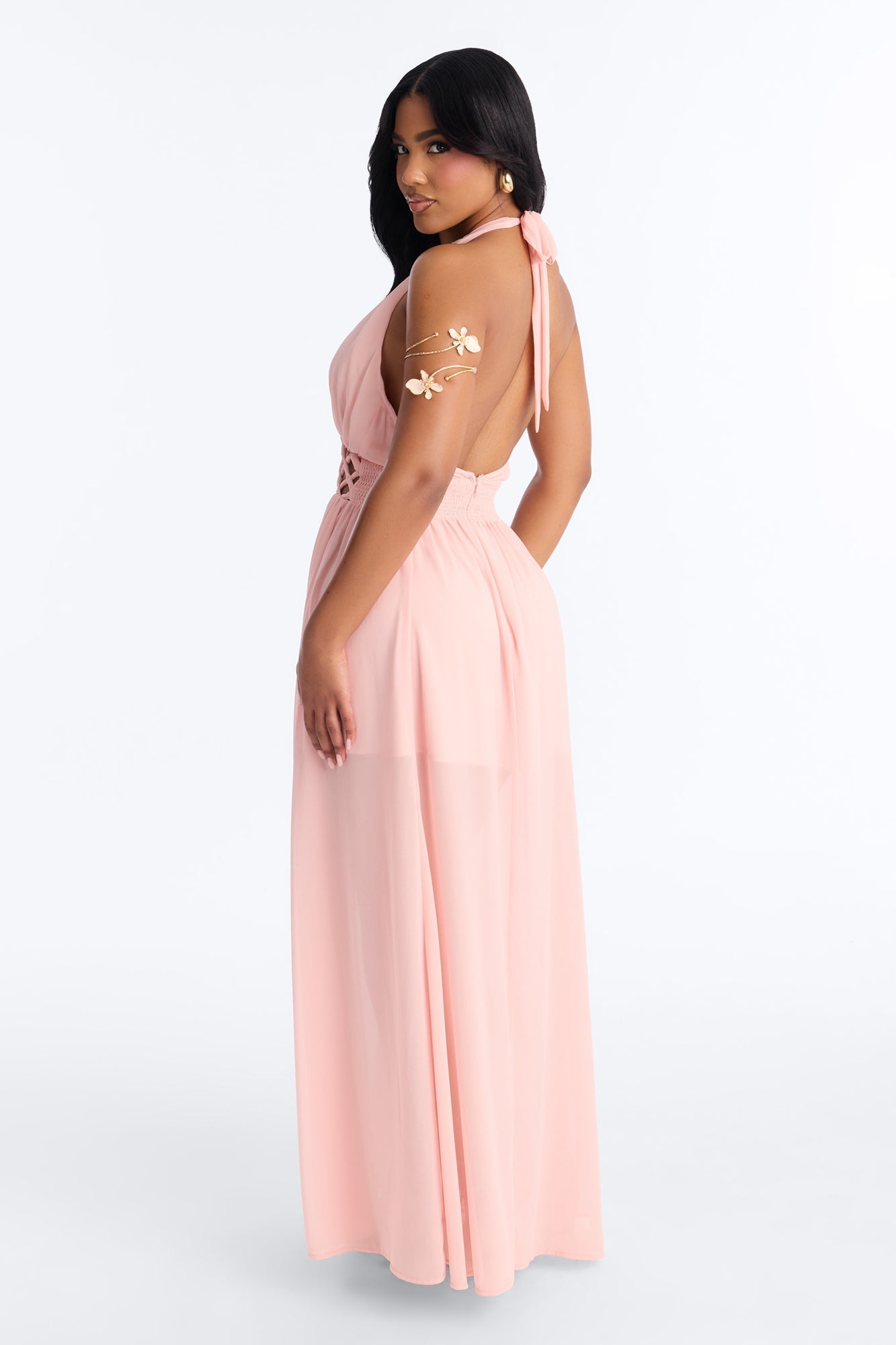 Scarlett Chiffon Maxi Dress - Pink NEWFASHIONEDGE